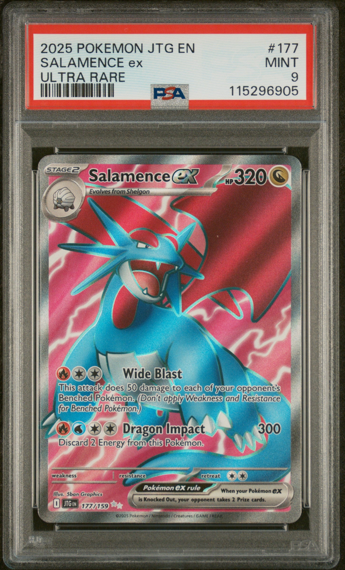 2025 Pokemon Scarlet and Violet Journey Together Ultra Rare Salamence Ex #177 PSA 9