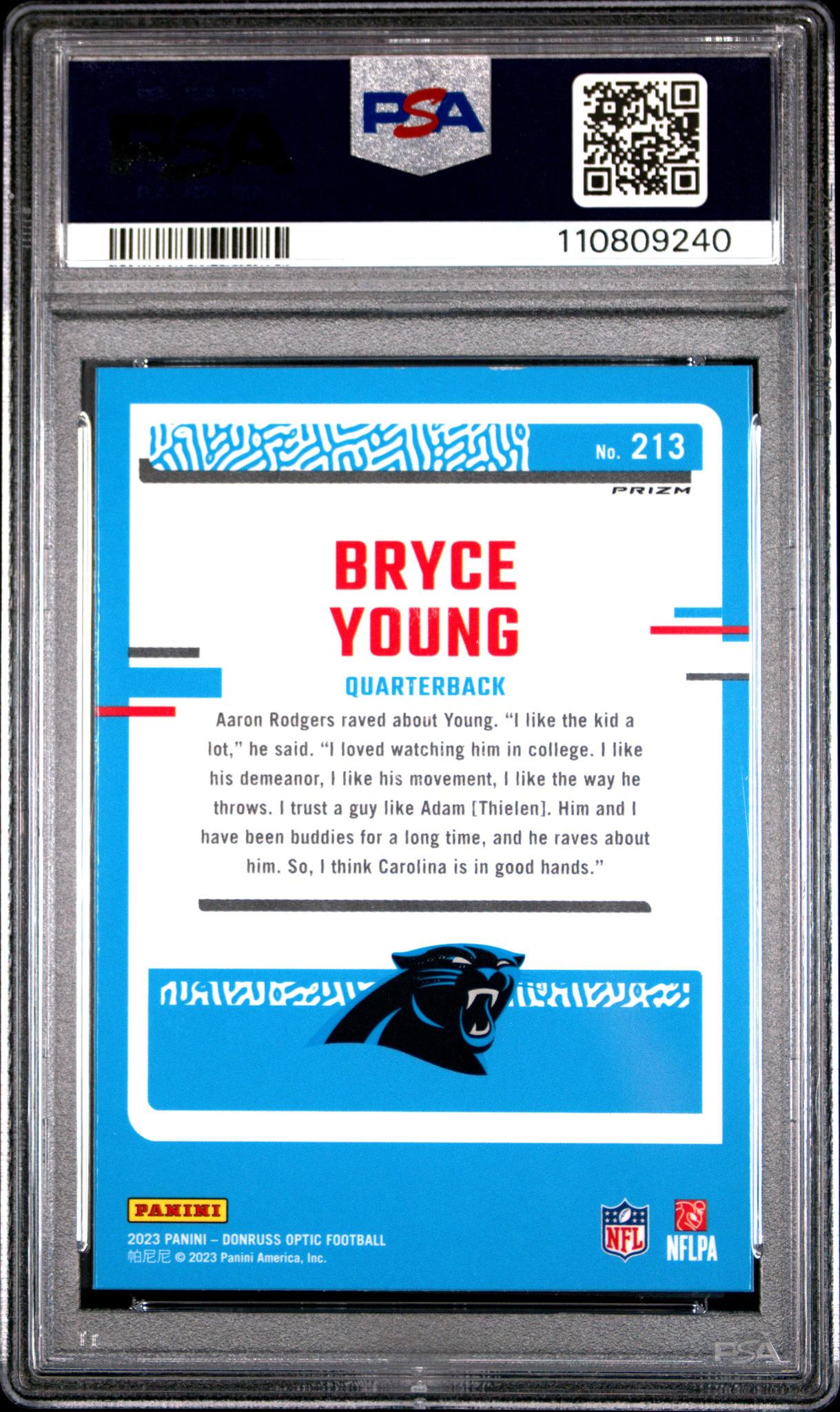 2023 Donruss Optic Rated Rookie Holo Bryce Young #213 PSA 9
