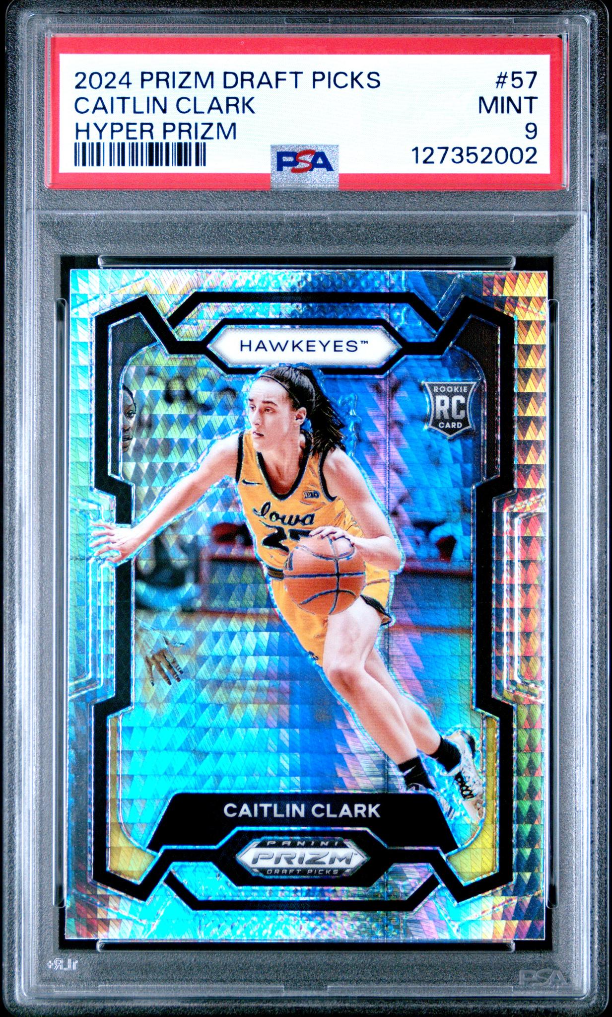 2024 Panini Prizm Draft Picks Hyper Prizm Caitlin Clark #57 PSA 9