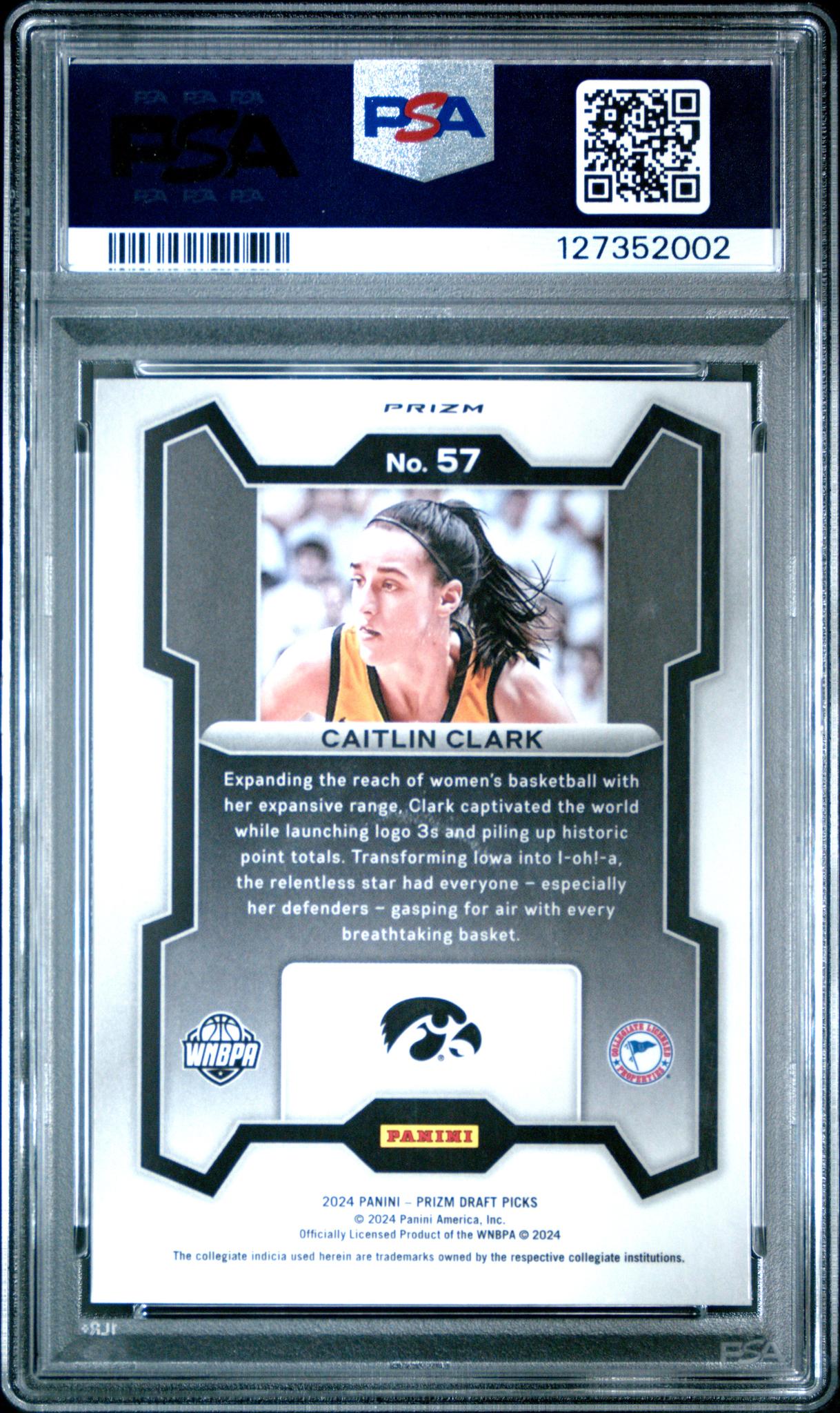 2024 Panini Prizm Draft Picks Hyper Prizm Caitlin Clark #57 PSA 9