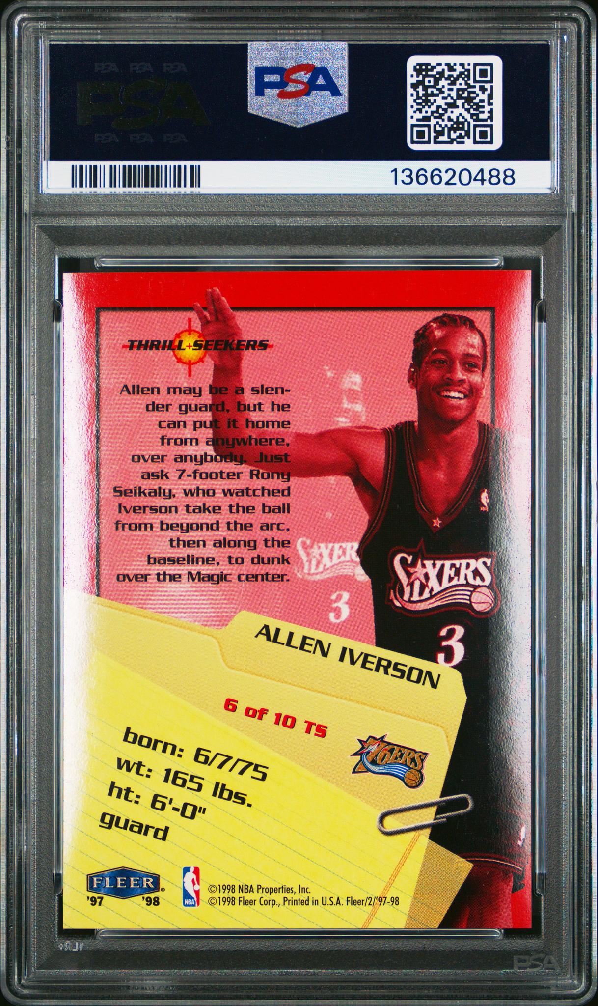 1997 Fleer Thrill Seekers Allen Iverson #6 /6 PSA 9