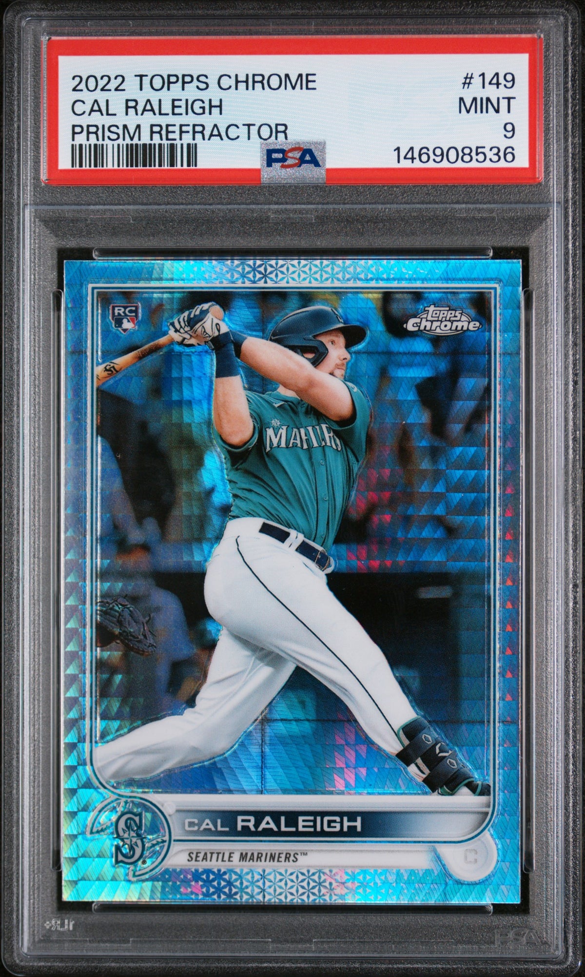 2022 Topps Chrome Prism Refractor Cal Raleigh #149 PSA 9
