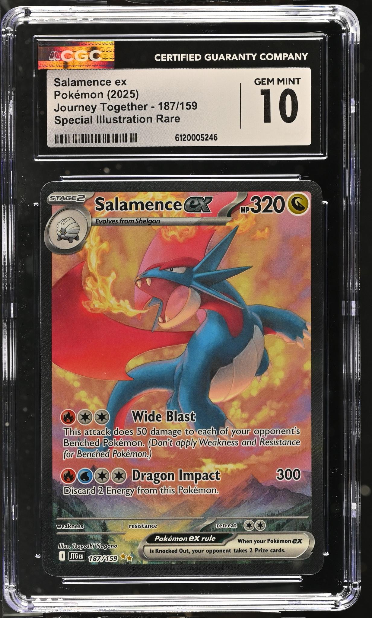 2025 Pokemon #187/159 Salamence ex Journey Together CGC 10