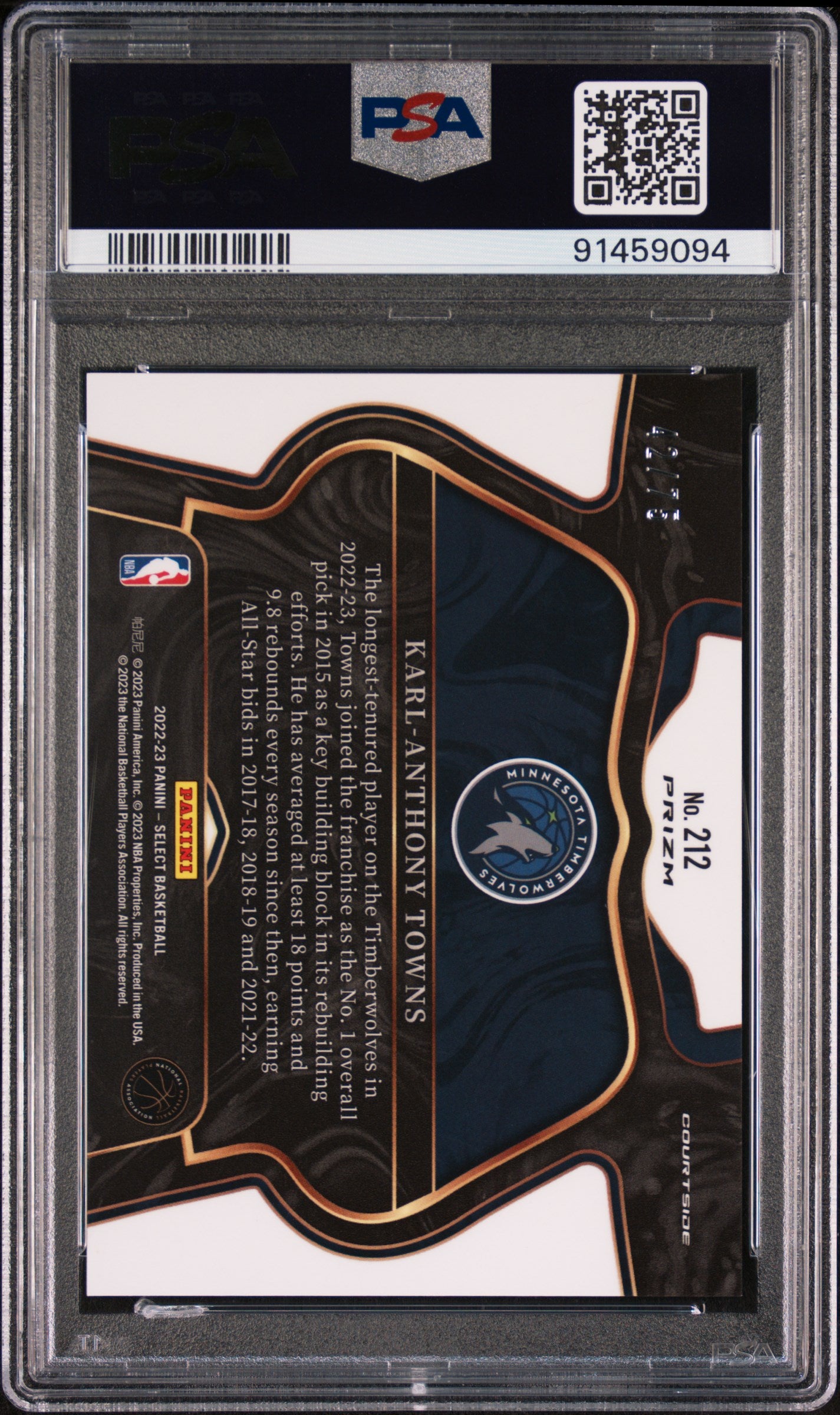 2022 Panini Select White Disco Karl-Anthony Towns #212 PSA 10
