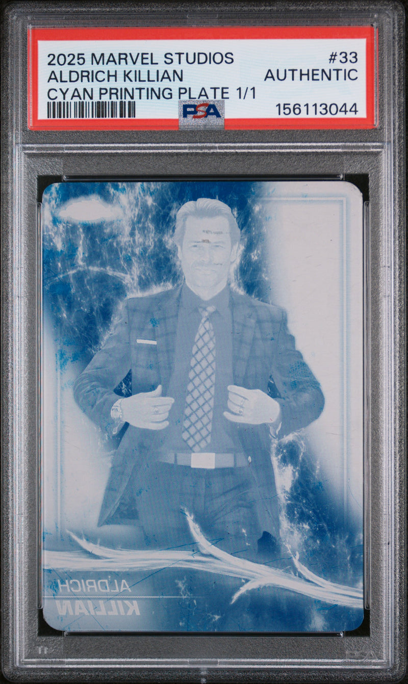 2025 Topps Marvel Studios Chrome Cyan Printing Plate 1/1 Aldrich Killian #33 PSA 0