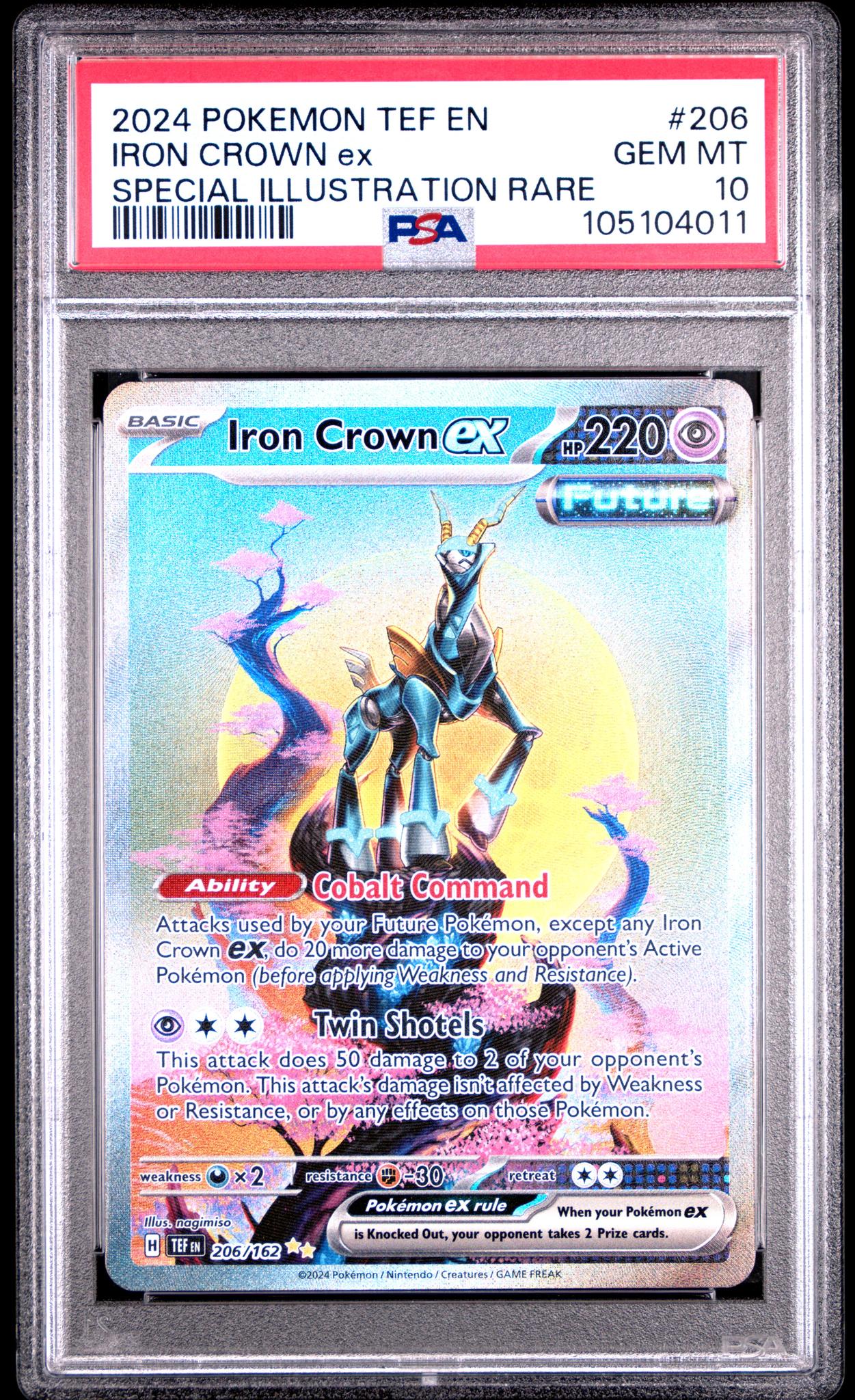 2024 Pokemon Scarlet and Violet Temporal Forces Special Illustration Rare Iron Crown Ex #206 PSA 10