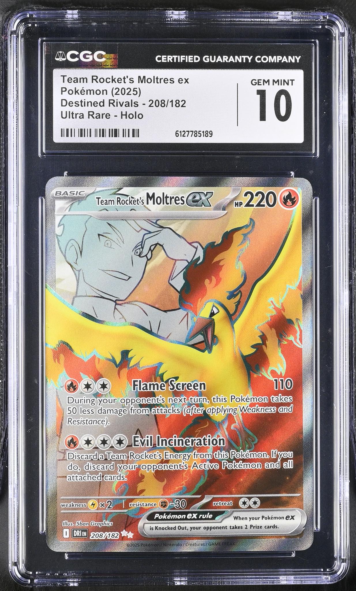 2025 Pokemon #208/182 Moltres ex Destined Rivals CGC 10