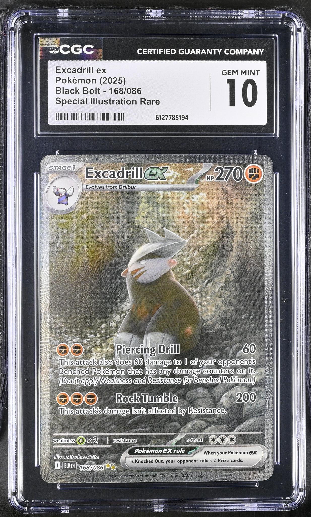 2025 Pokemon #168/086 Excadrill ex Special Illustration Rare CGC 10