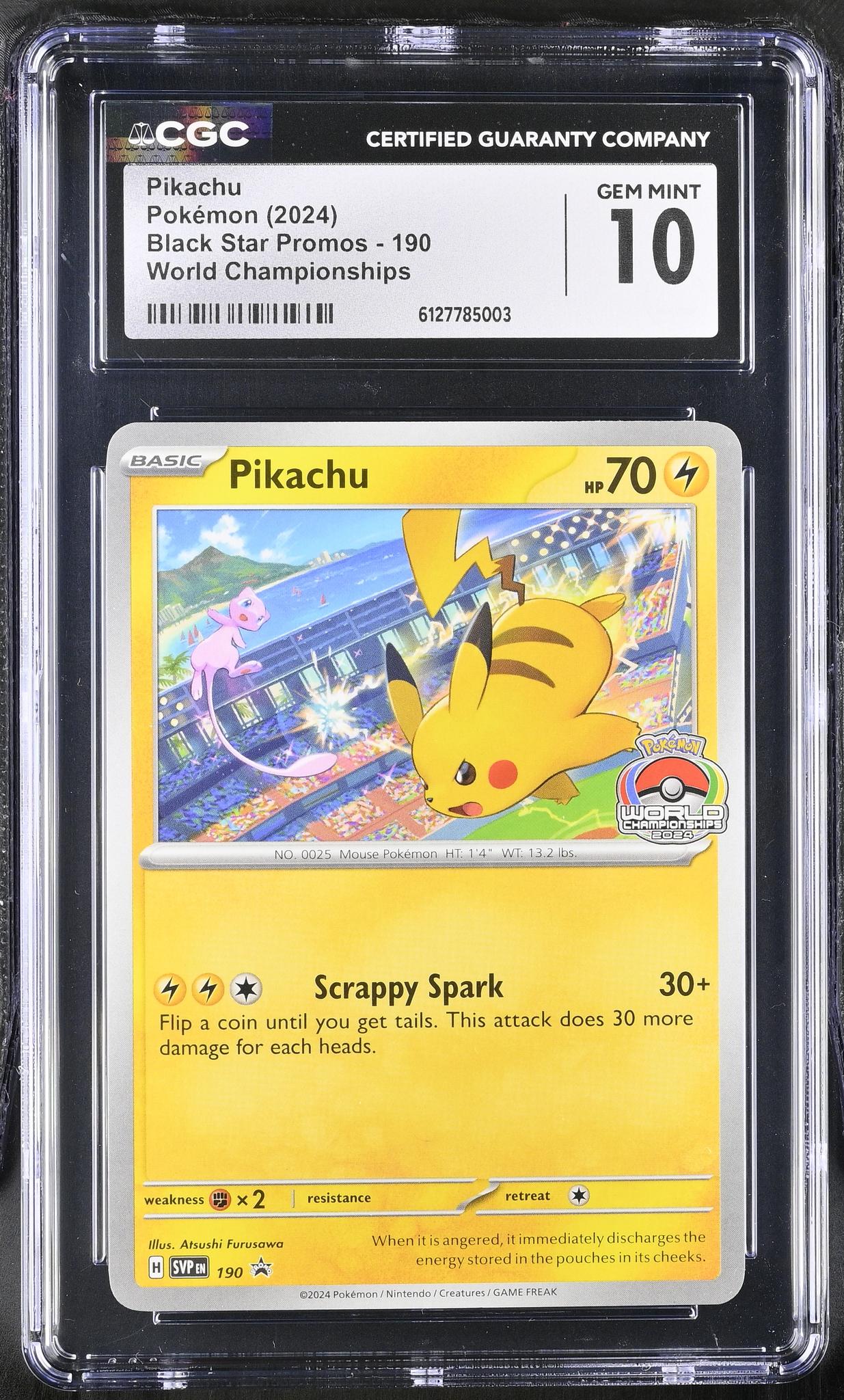 2024 Black Star Promos #190 Pikachu World Championships CGC 10