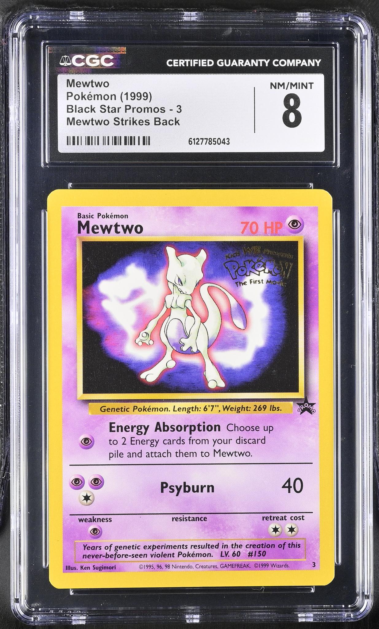 1999 Pokemon #3 Mewtwo Black Star Promos CGC 8