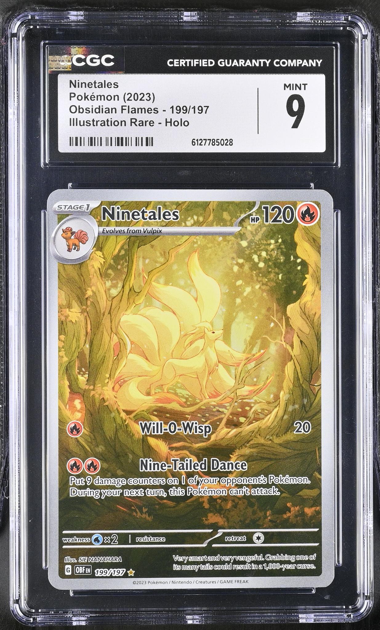 2023 Pokemon #199/197 Ninetales Obsidian Flames /197 CGC 9