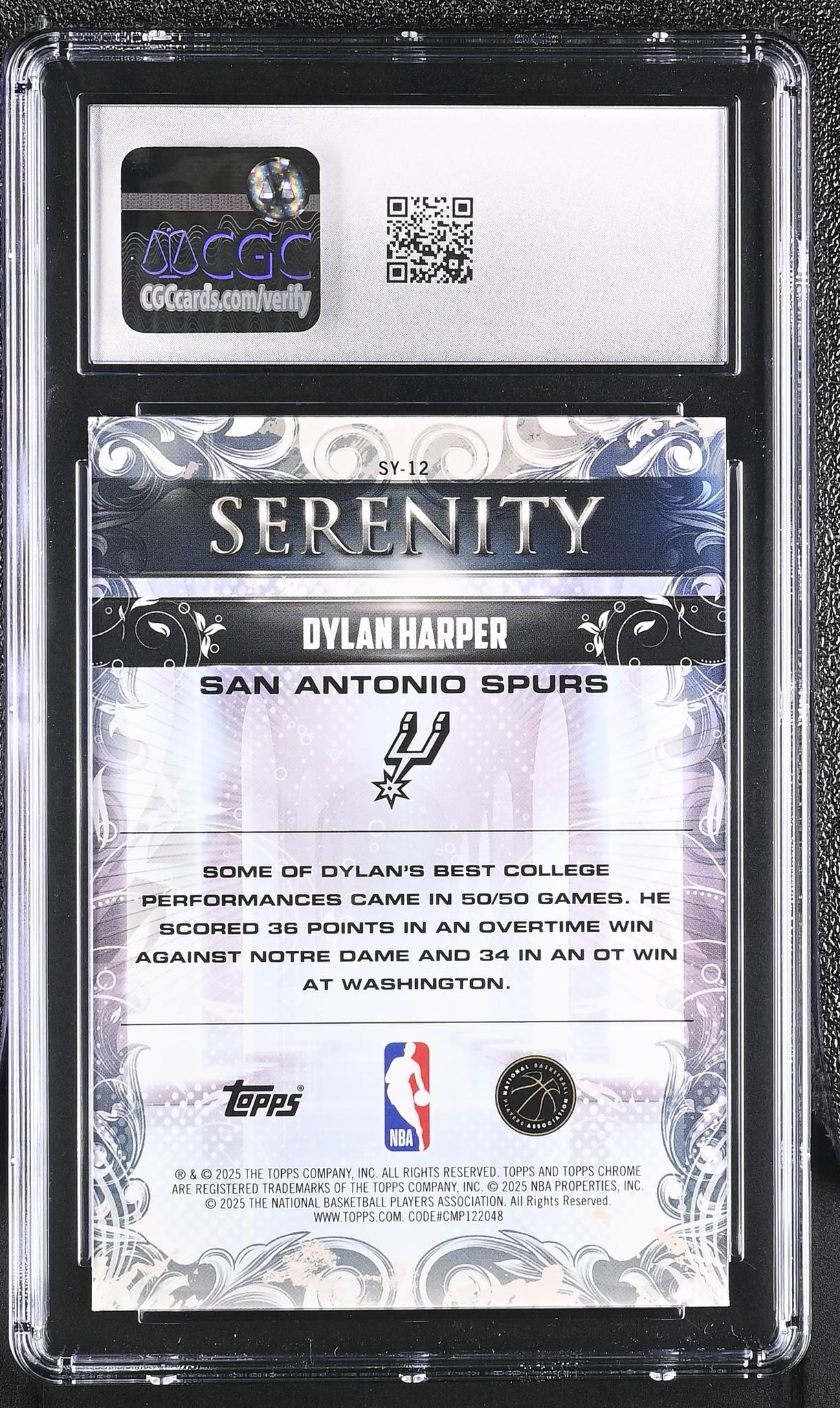 2025 Topps Chrome #SY-12 Dylan Harper Serenity CGC 9