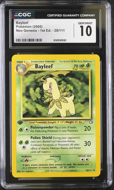 Pokémon Neo Genesis 1st Ed. Bayleef #28/111 CGC 10