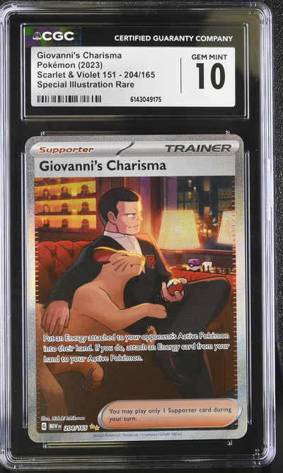 Pokémon Scarlet & Violet 151 Giovanni's Charisma #204/165 Special Illustration Rare CGC 10
