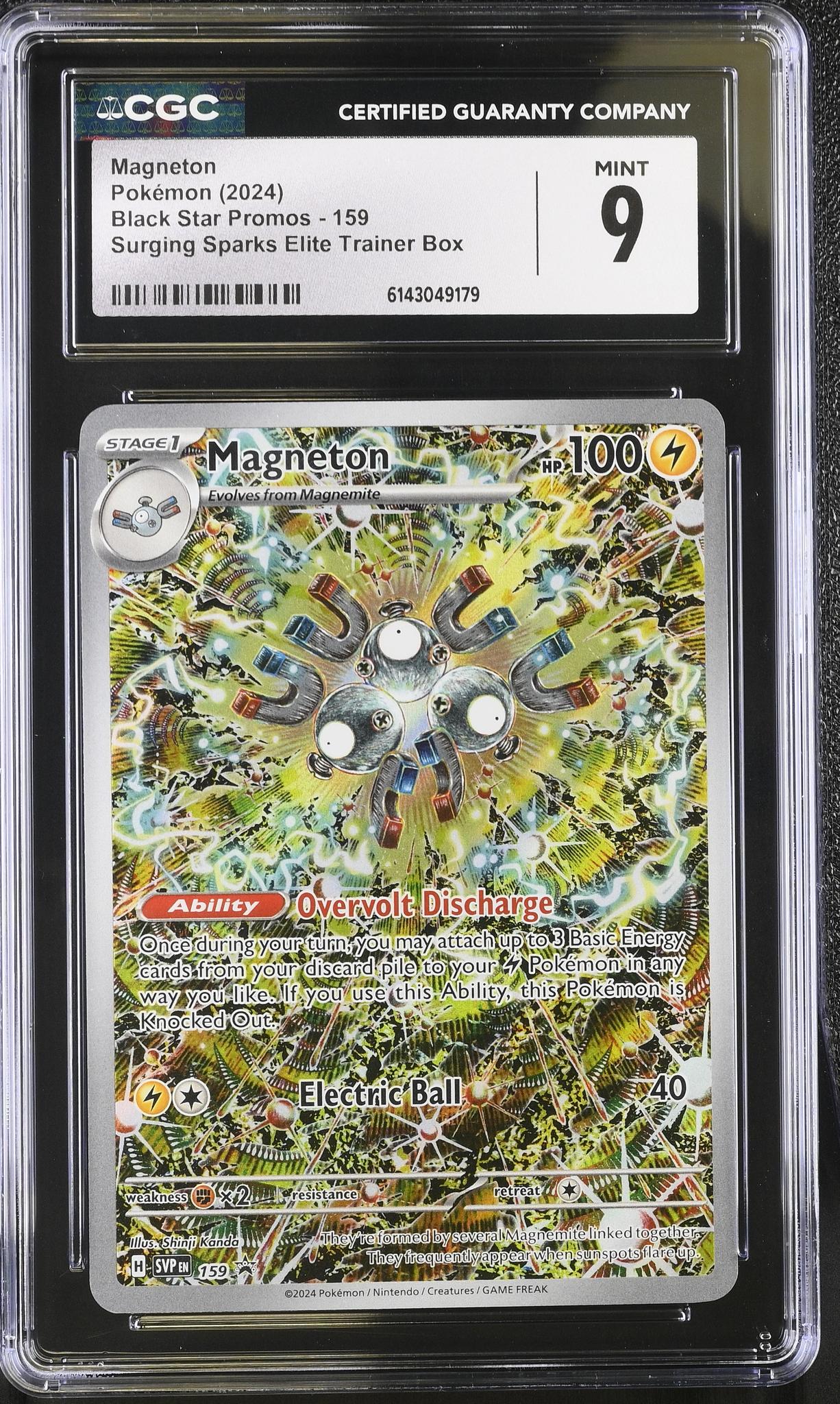 2024 Black Star Promos #159 Magneton Surging Sparks Elite Trainer Box CGC 9