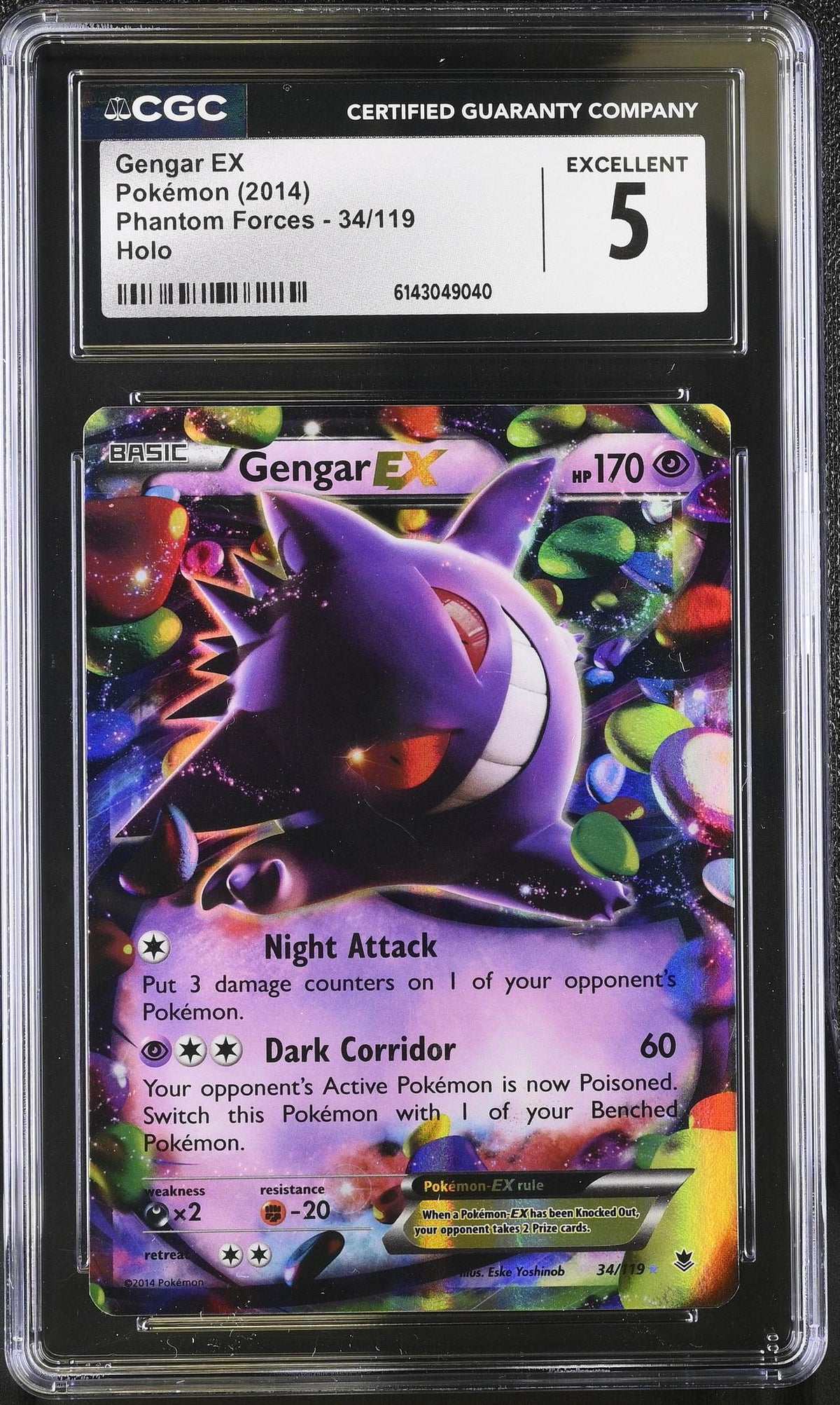 2014 Pokemon #34/119 Gengar EX Phantom Forces CGC 5
