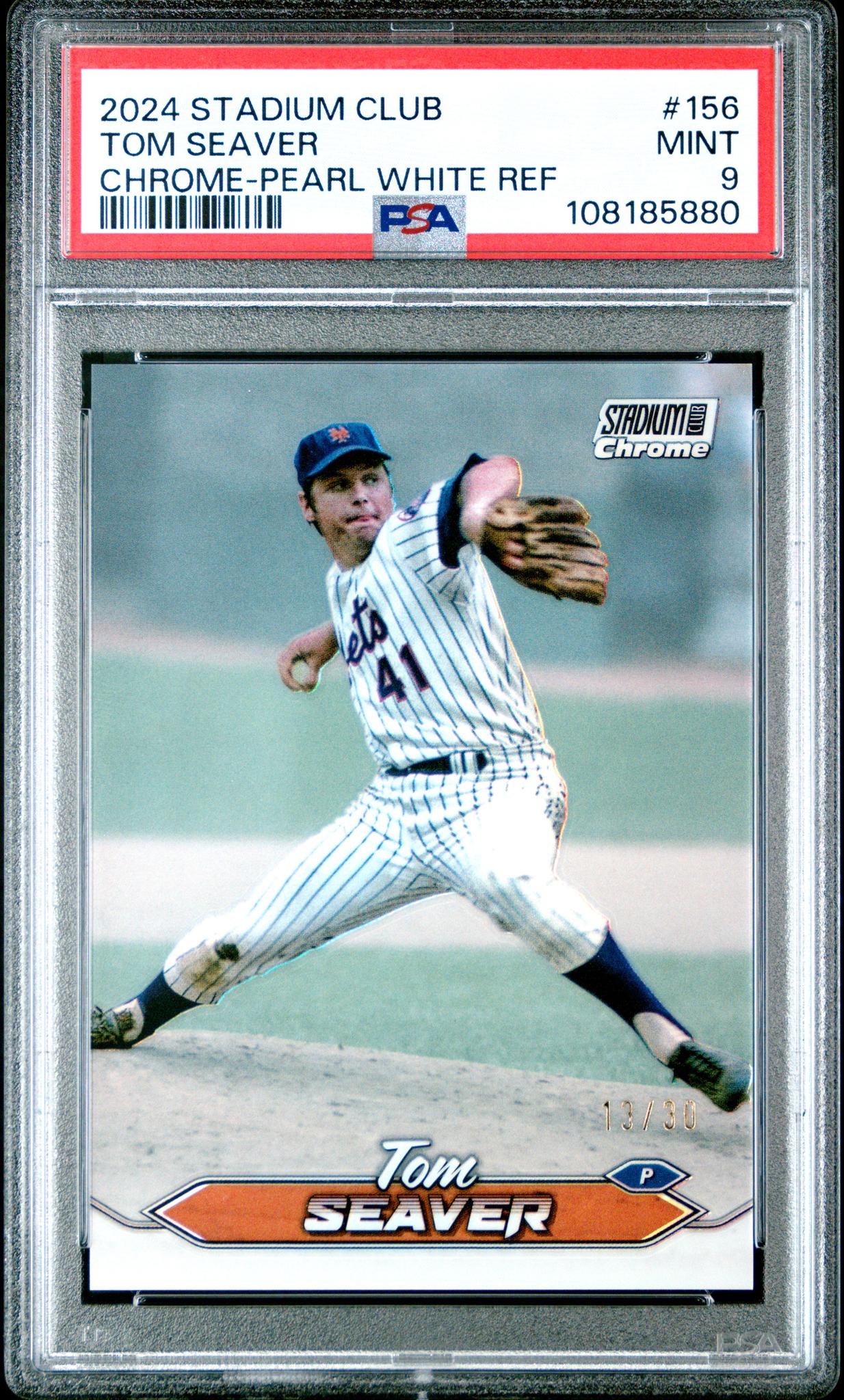 2024 Topps Stadium Club Chrome-Pearl White Refractor Tom Seaver #156 /30 PSA 9