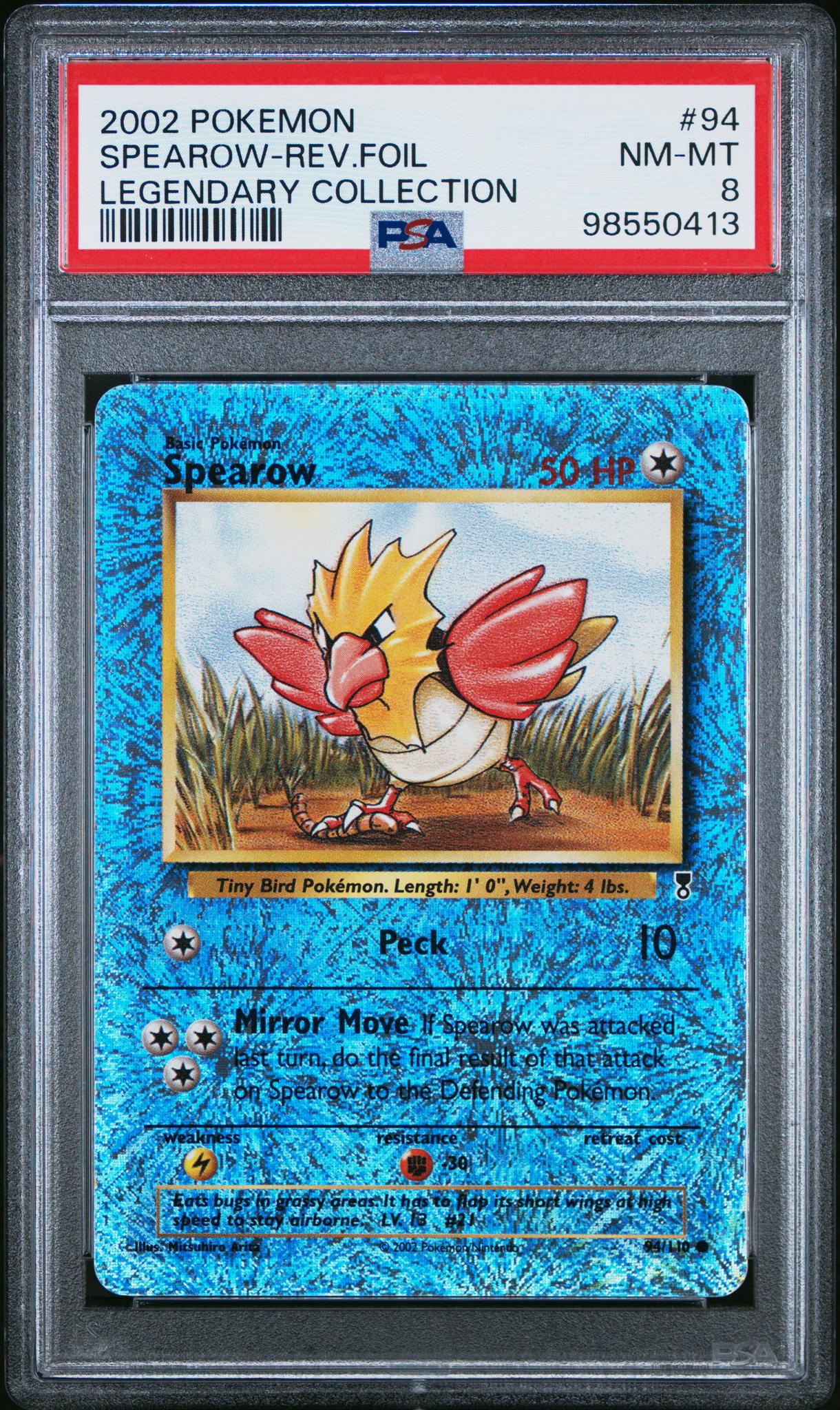 2002 Pokemon Legendary Collection Reverse Foil Spearow #94 PSA 8