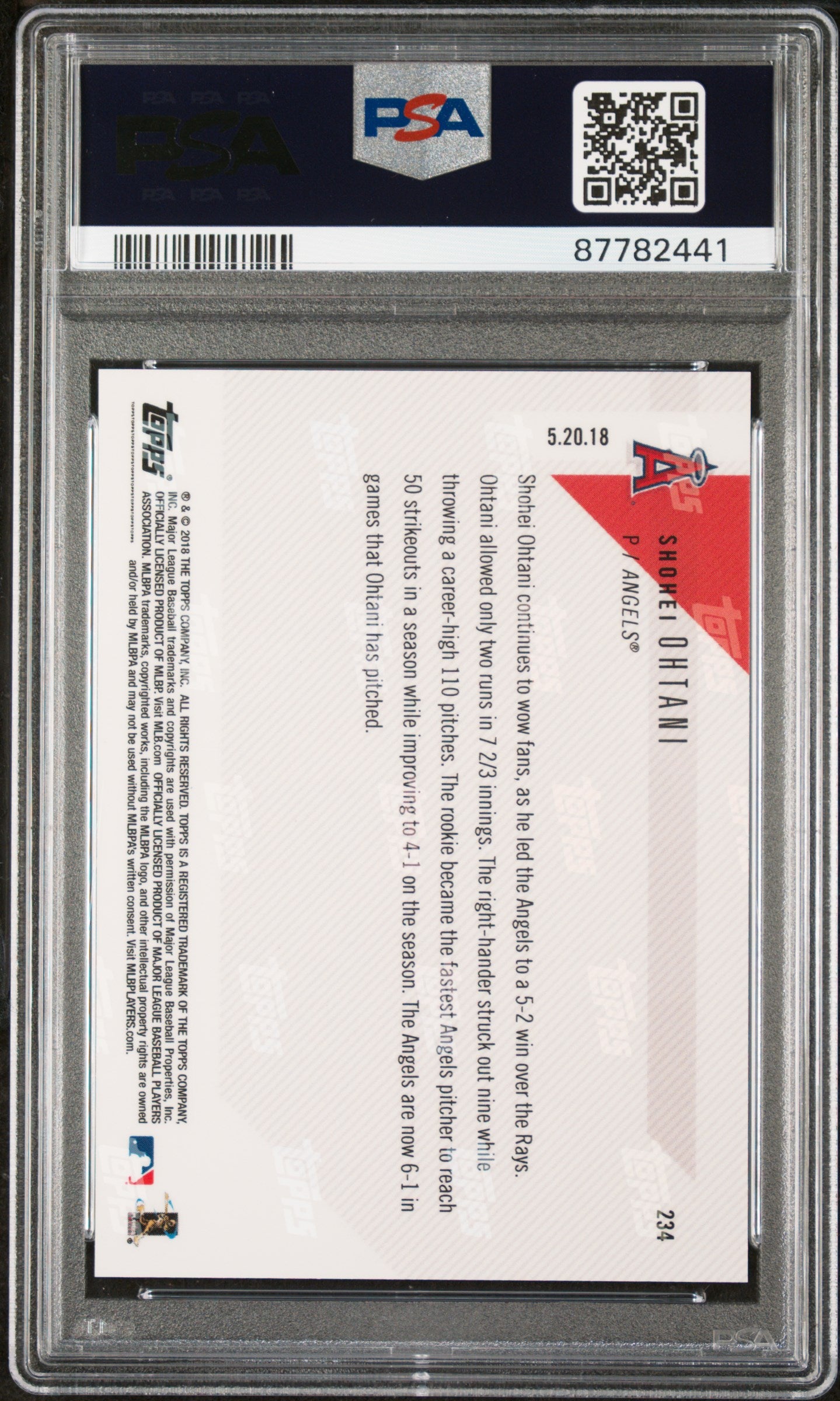 2018 Topps Now Shohei Ohtani #234 PSA 10