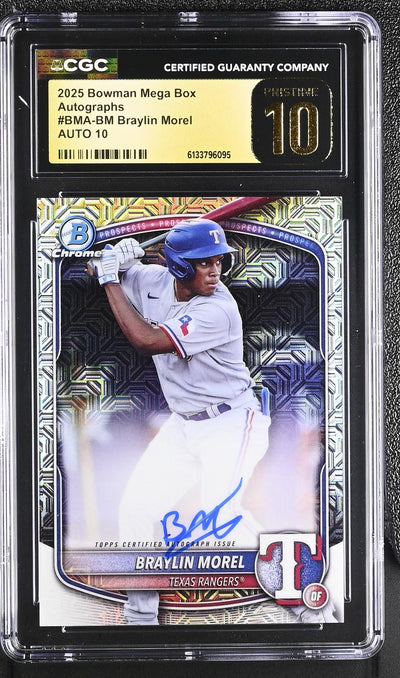 2025 Bowman Chrome Mega Box Autographs Braylin Morel #BMA-BM Auto CGC Pristine 10