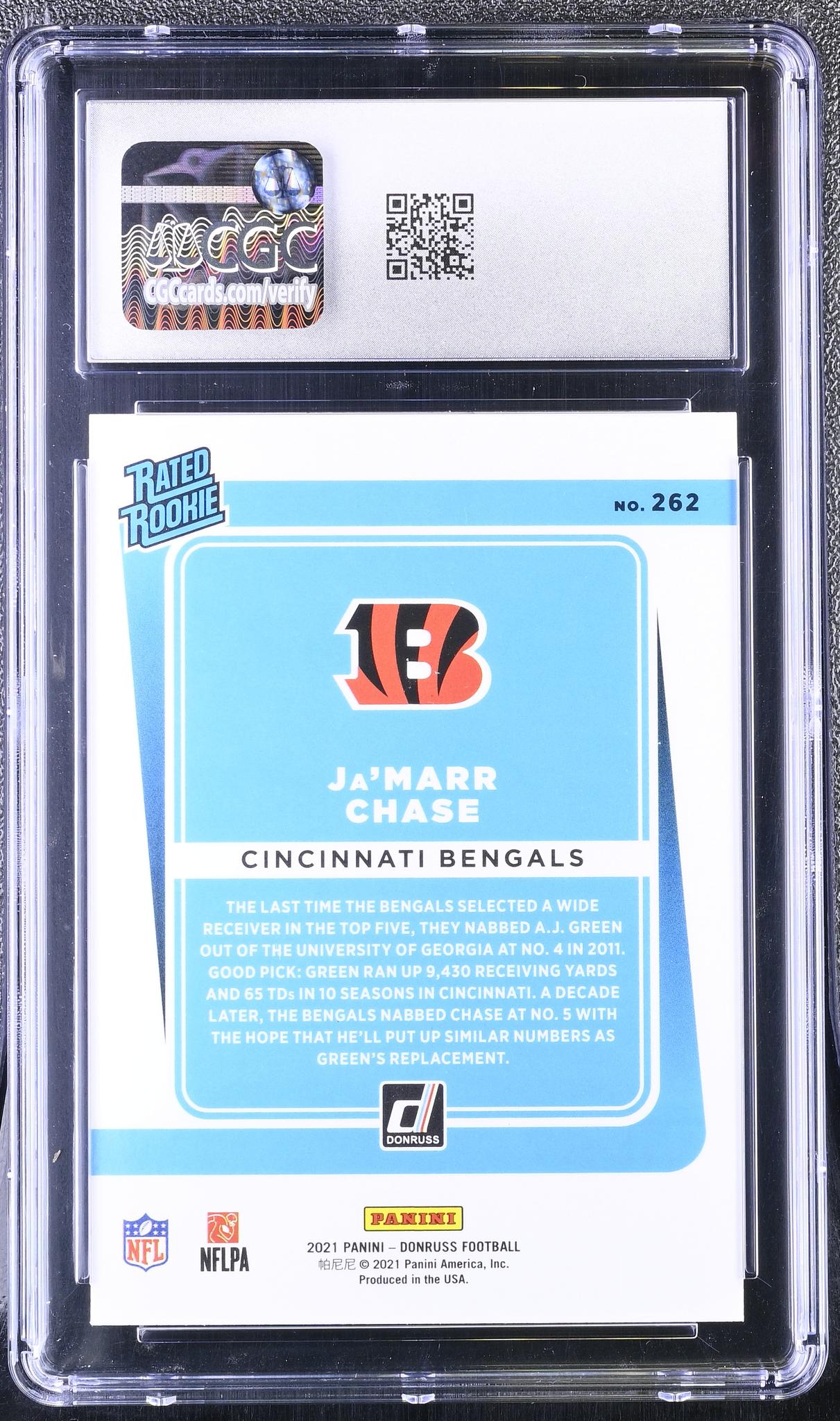 2021 Donruss #262 Ja'Marr Chase Rated Rookie CGC 10