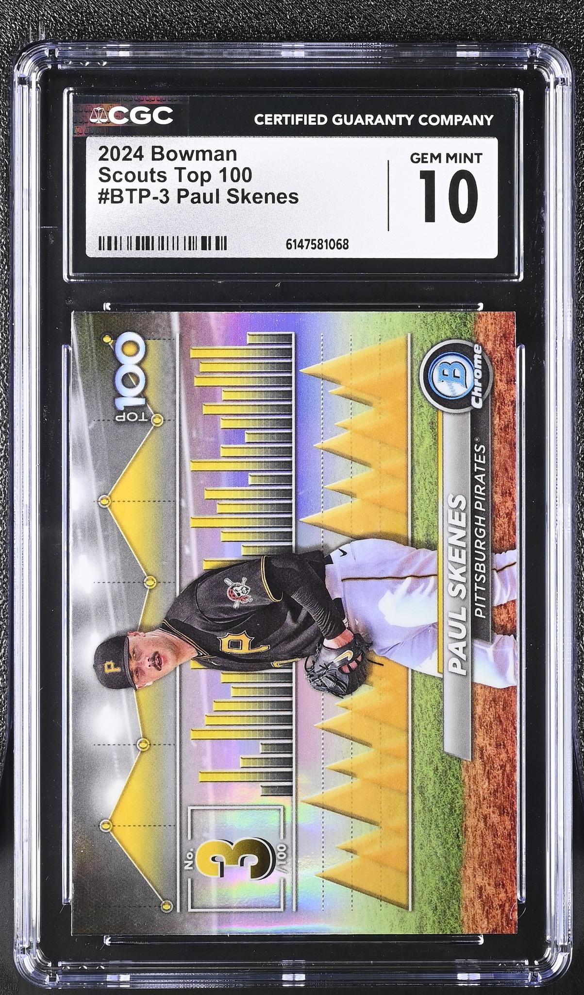 2024 Bowman #BTP-3 Paul Skenes Scouts Top 100 /100 CGC 10