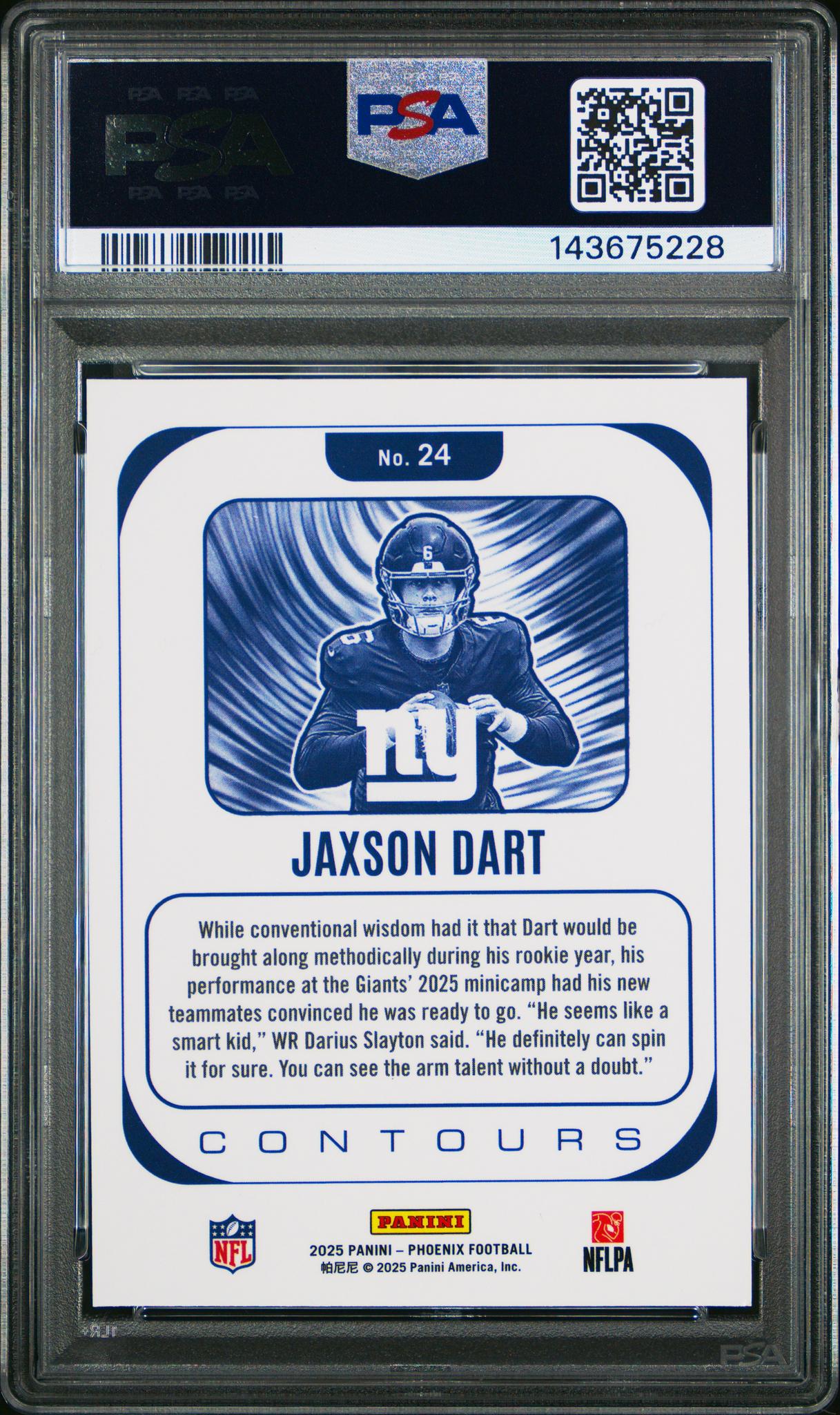 2025 Panini Phoenix Contours Jaxson Dart #24 PSA 9
