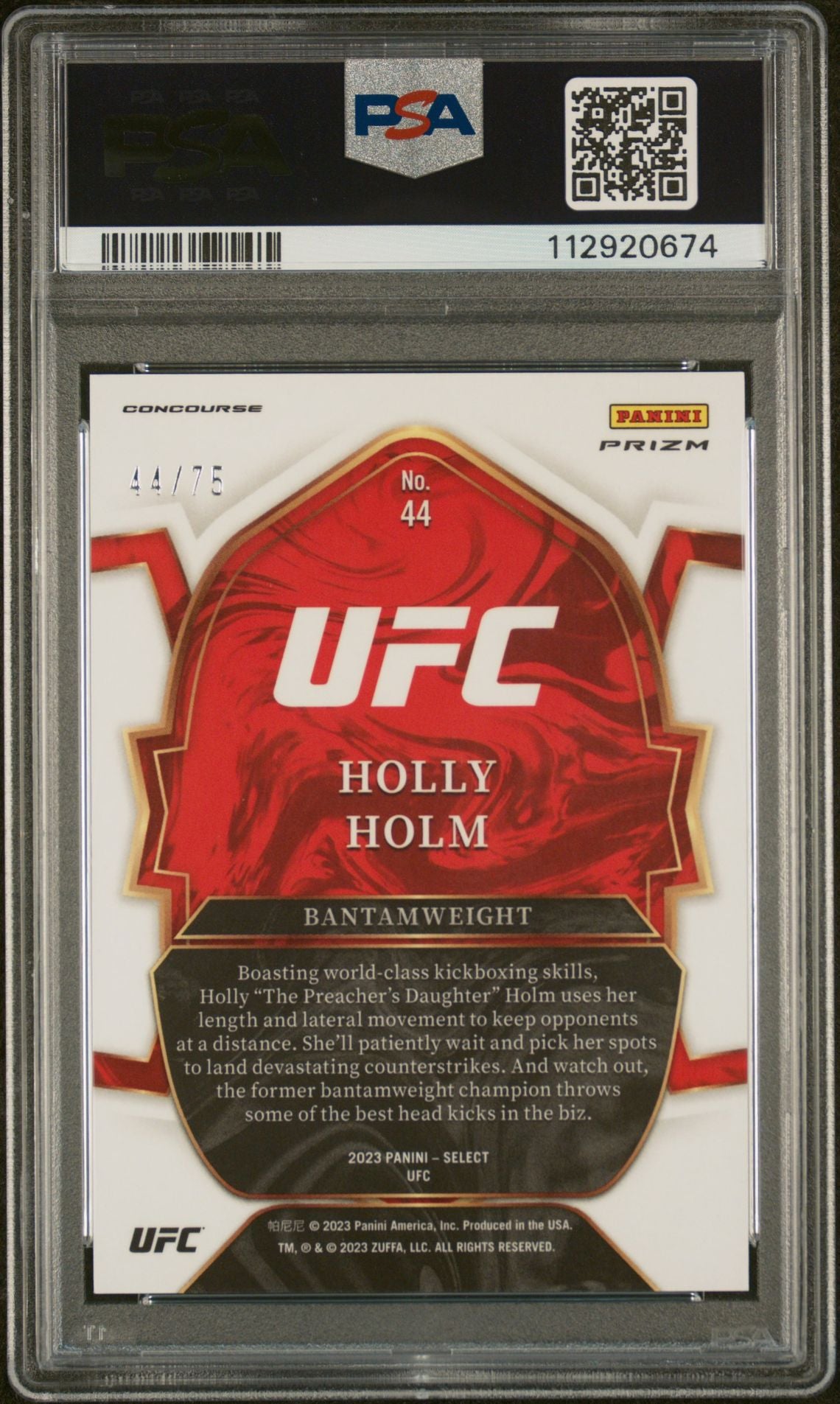 2023 Panini Select Neon Green Holly Holm #44 /75 PSA 10