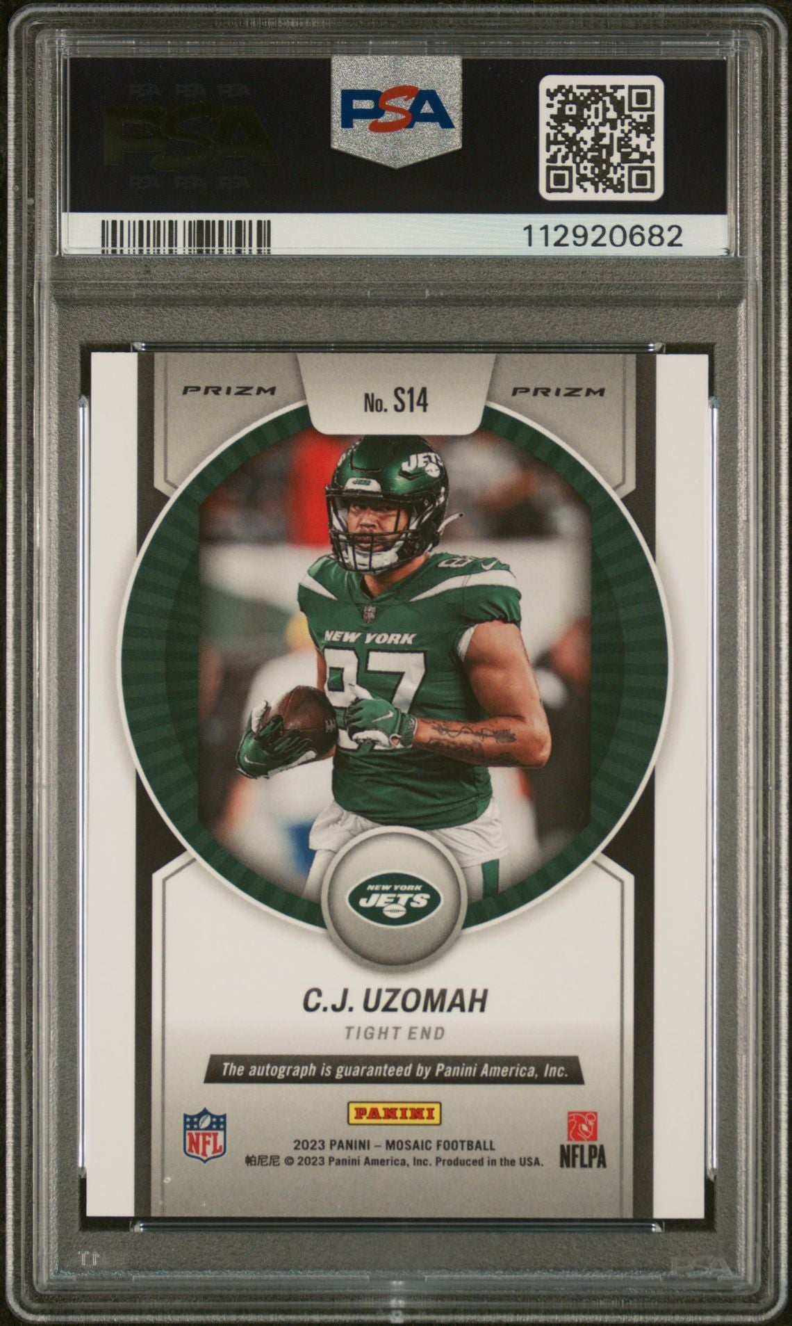 2023 Panini Mosaic Scripts CJ Uzomah #S14 Auto PSA 10