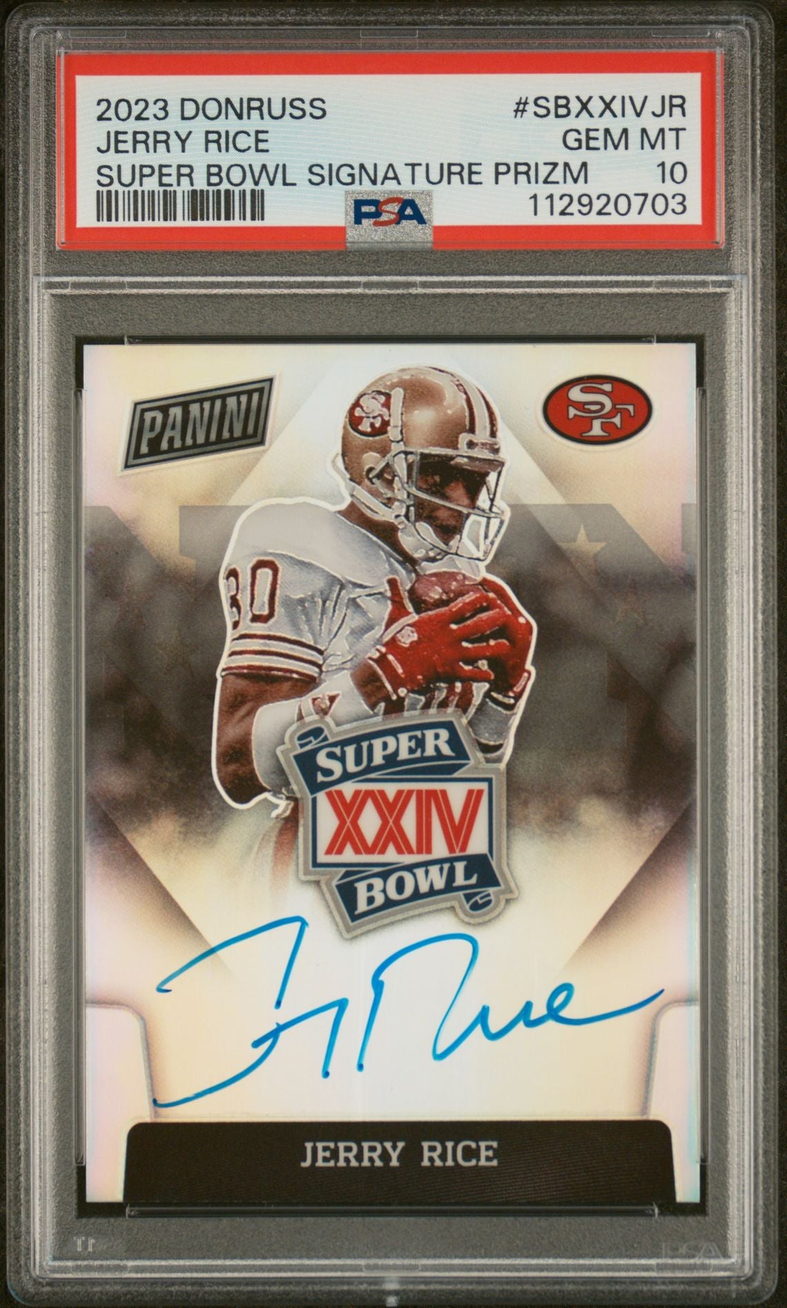 2023 Donruss Super Bowl Signature Prizm Jerry Rice #SBXXIVJR Auto PSA 10