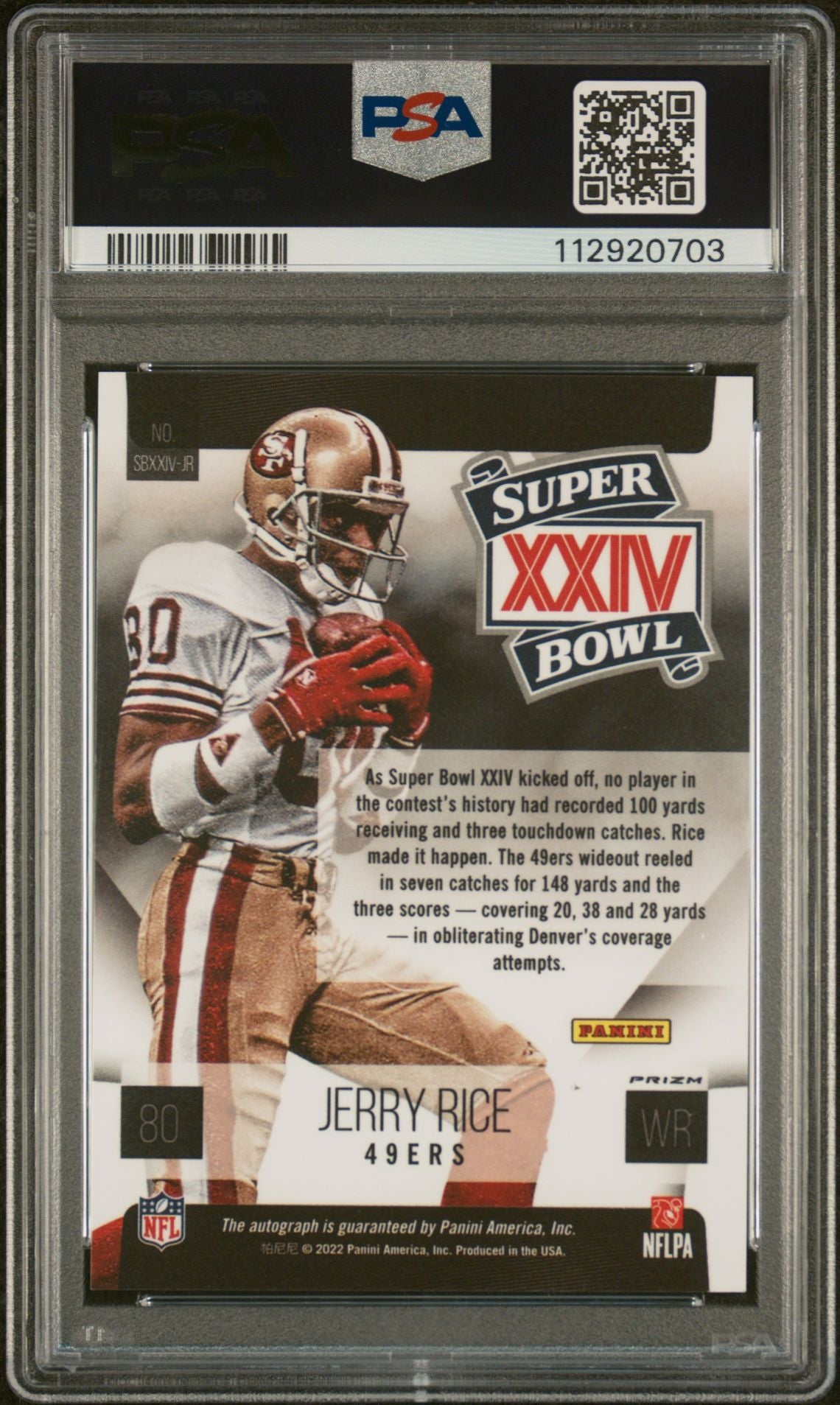 2023 Donruss Super Bowl Signature Prizm Jerry Rice #SBXXIVJR Auto PSA 10