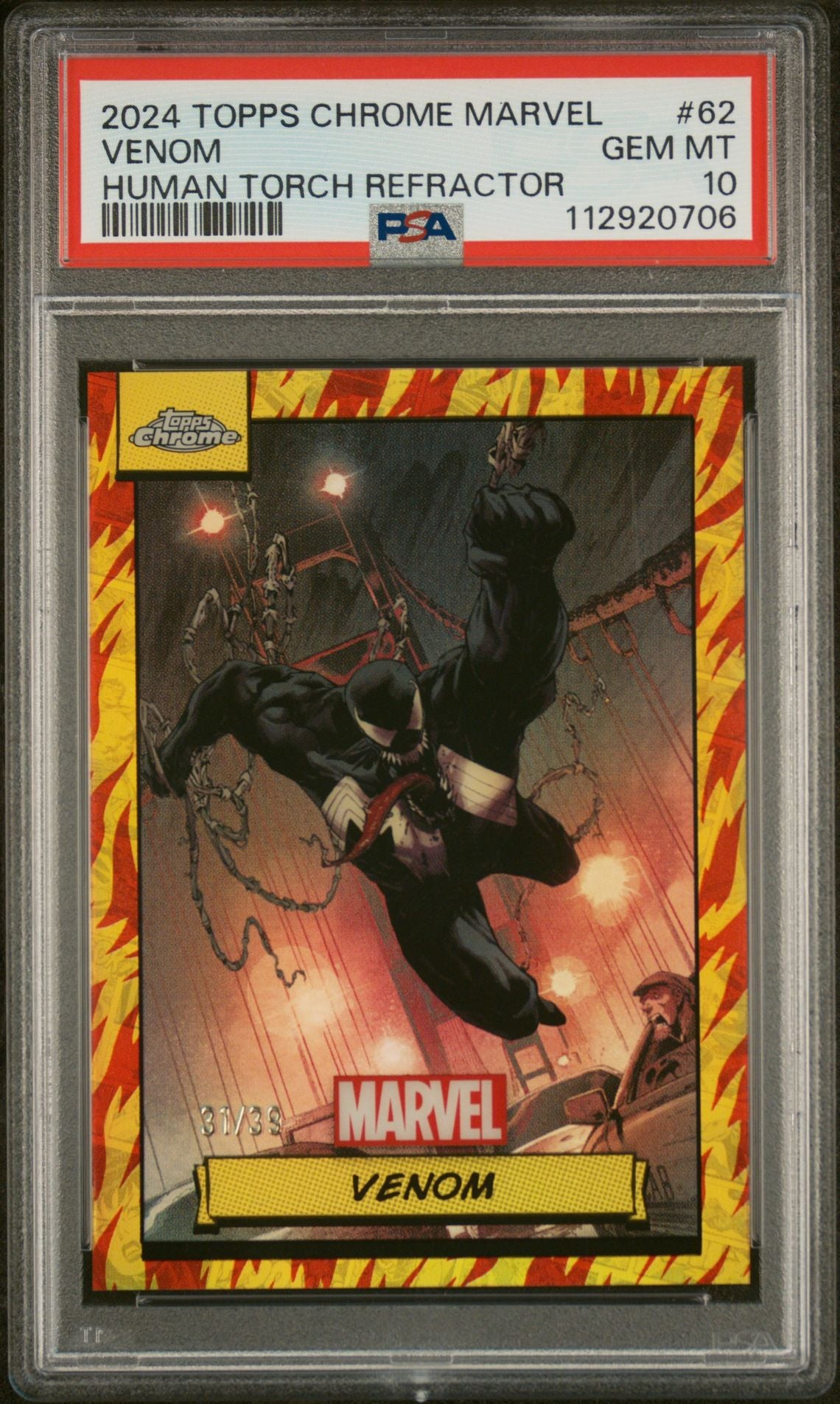2024 Topps Chrome Human Torch Refractor Venom #62 /33 PSA 10