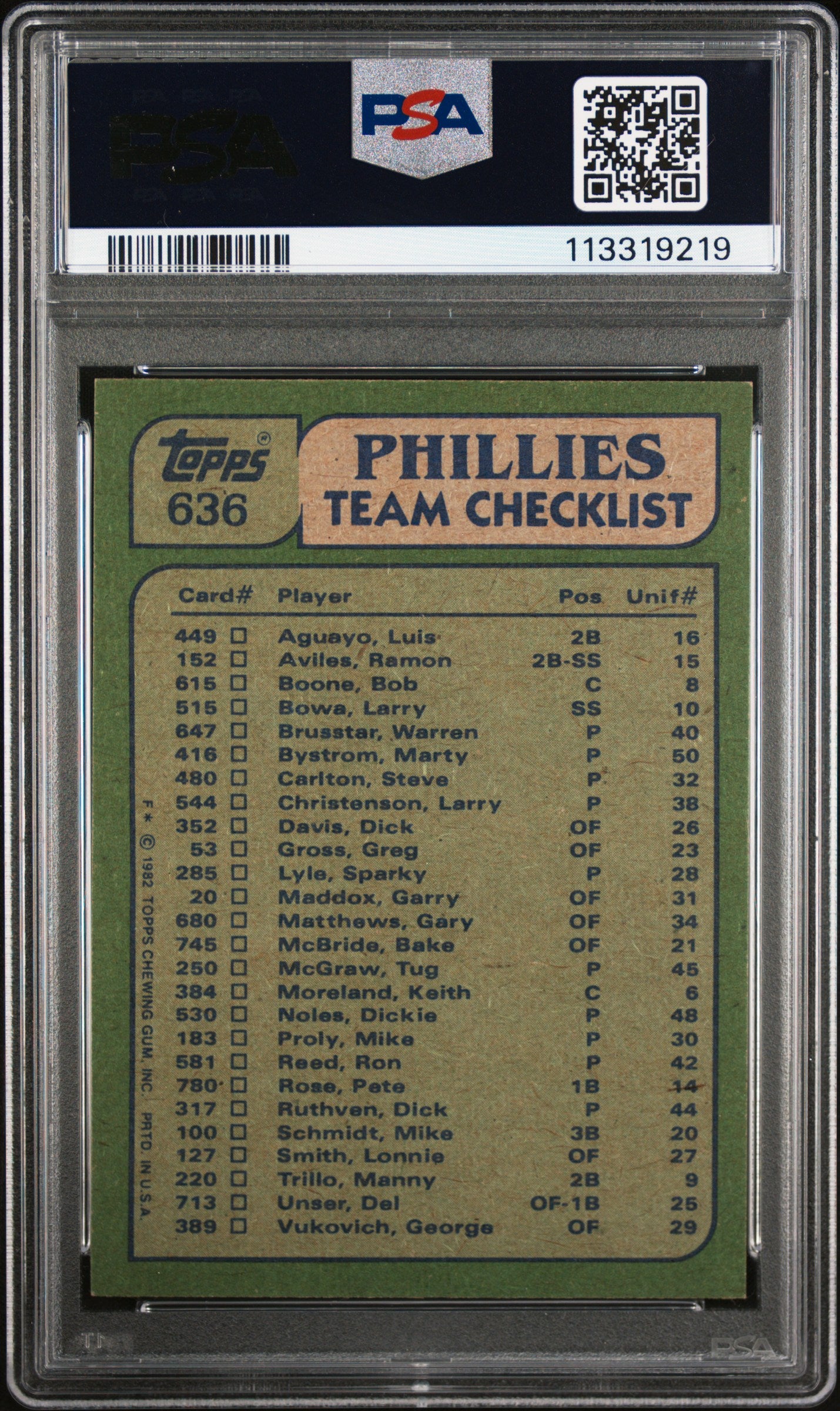 1982 Topps Pete Rose/Steve Carlton #636 PSA 7