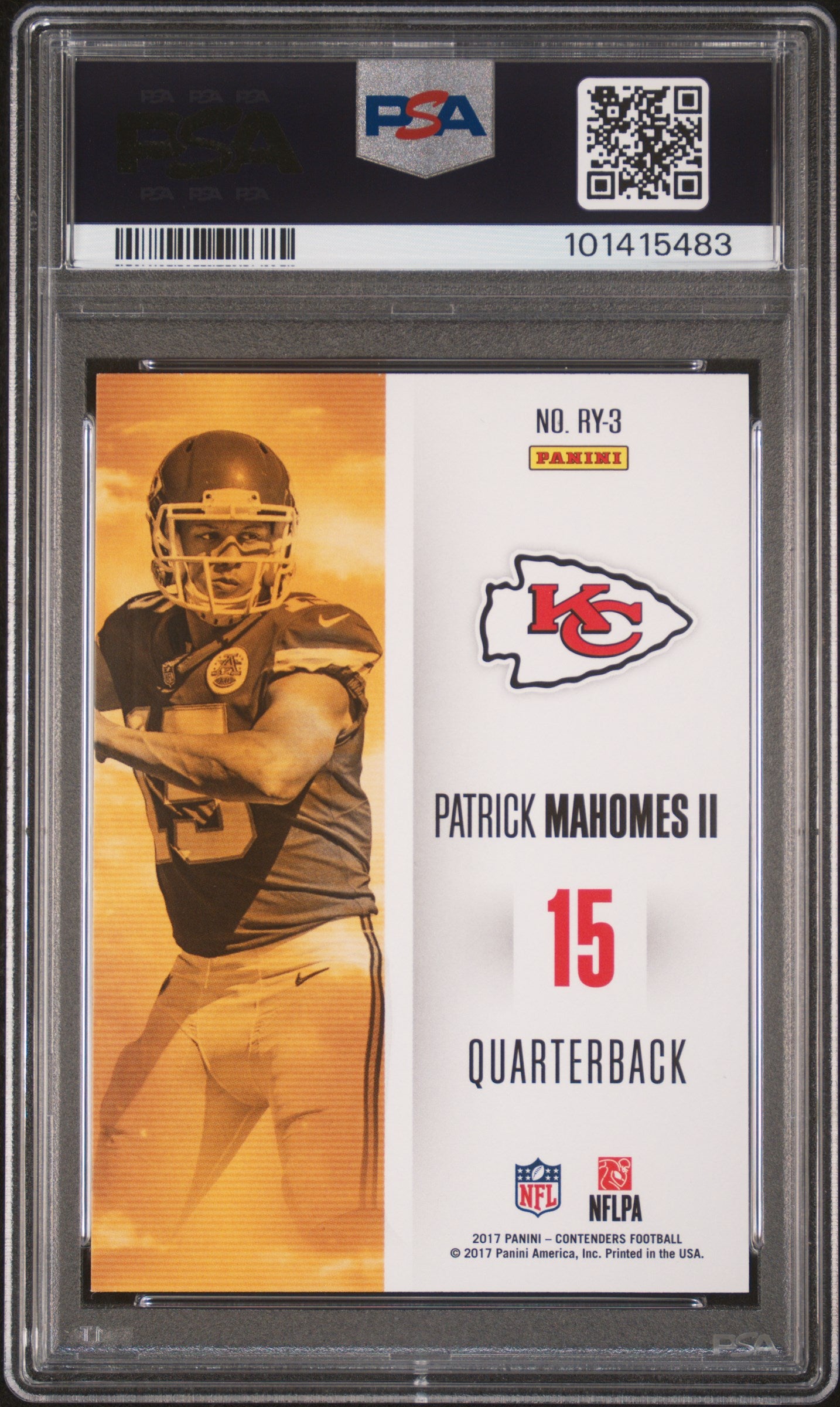 2017 Panini Contenders Rookie of the Year Contenders Patrick Mahomes II #RY3 PSA 9