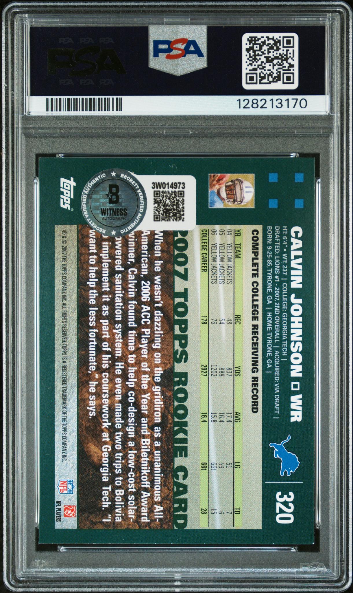2007 Topps Calvin Johnson #320 PSA 6