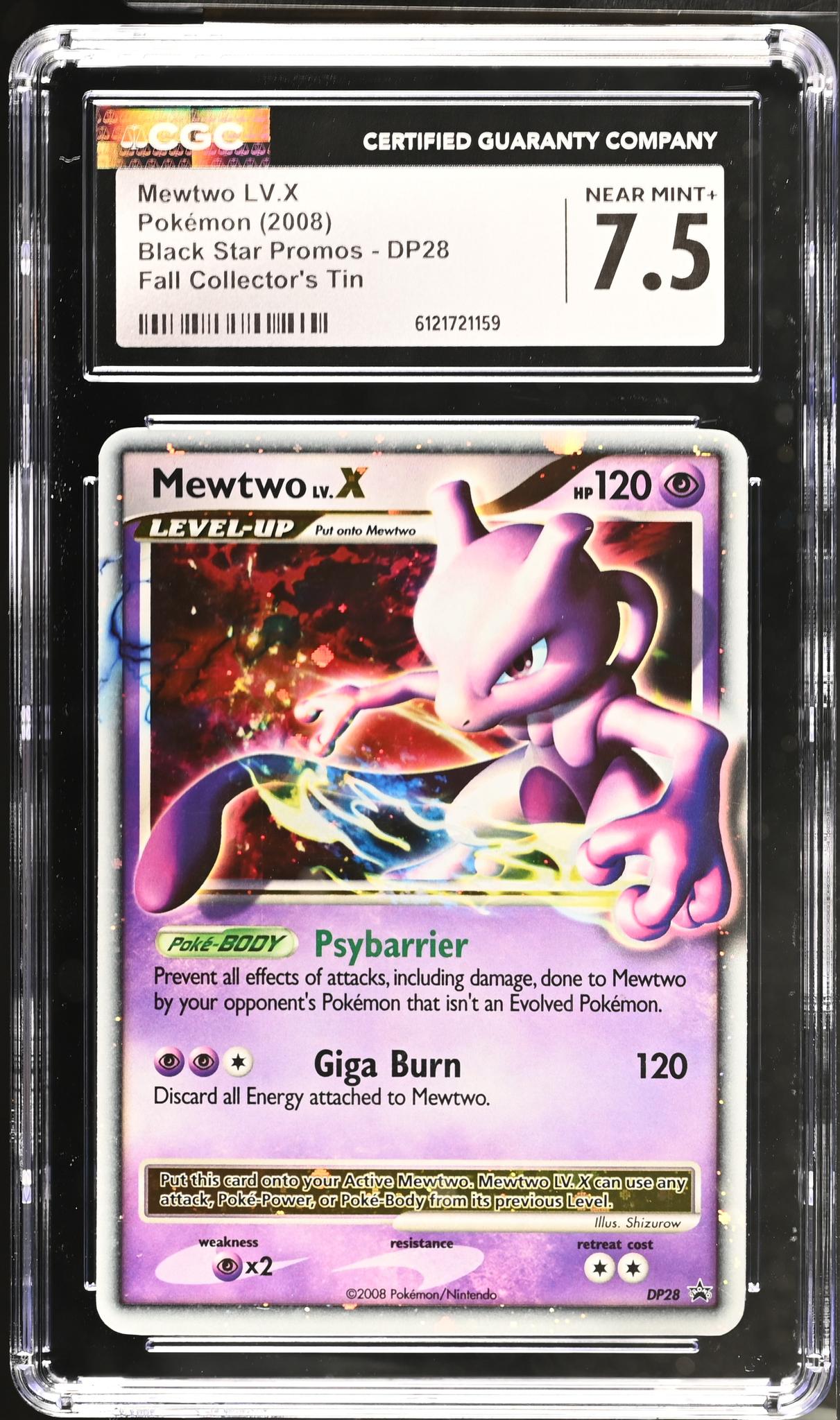 2008 Black Star Promos #DP28 Mewtwo LV.X Fall Collector's Tin CGC 7.5