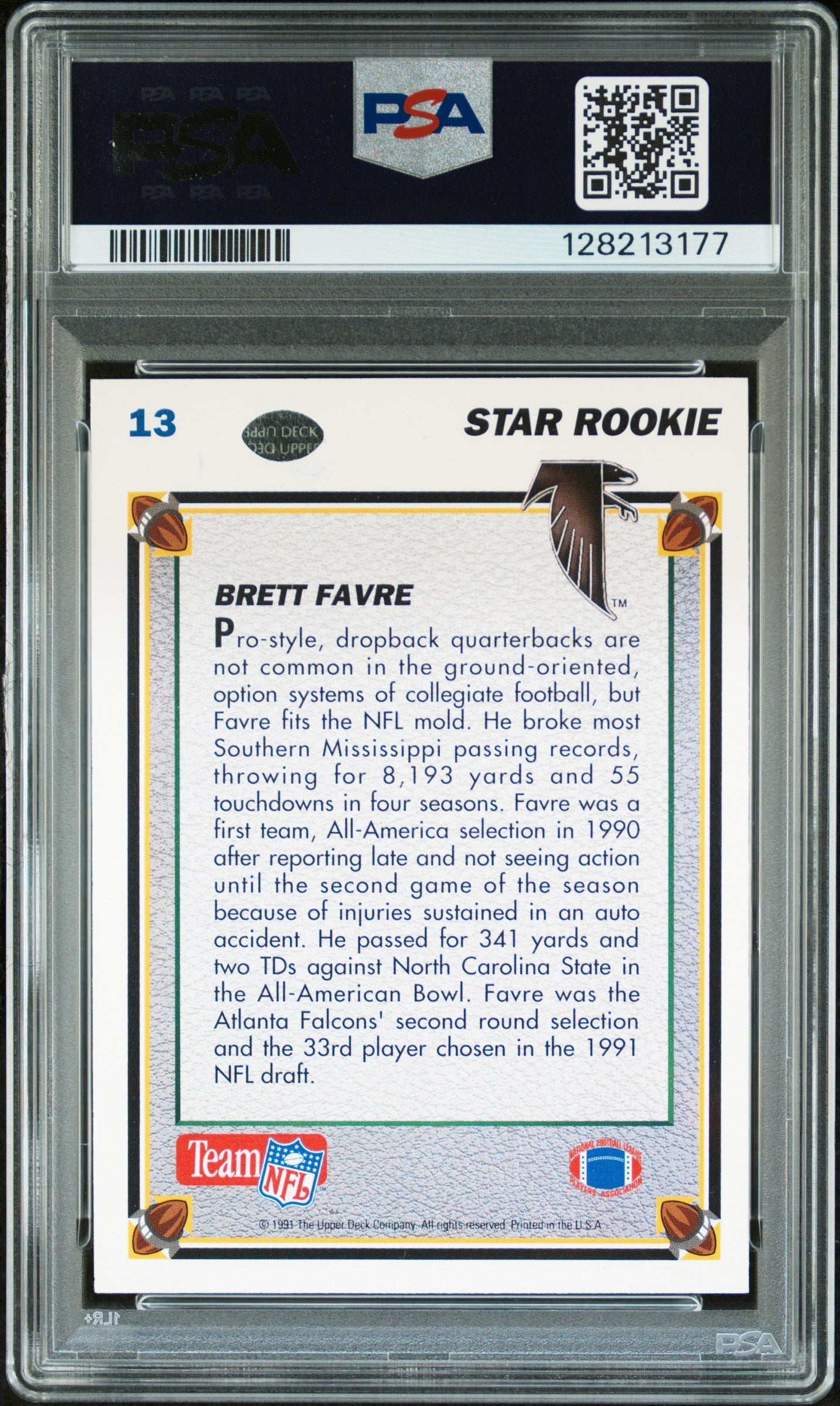 1991 Upper Deck Brett Favre #13 PSA 8