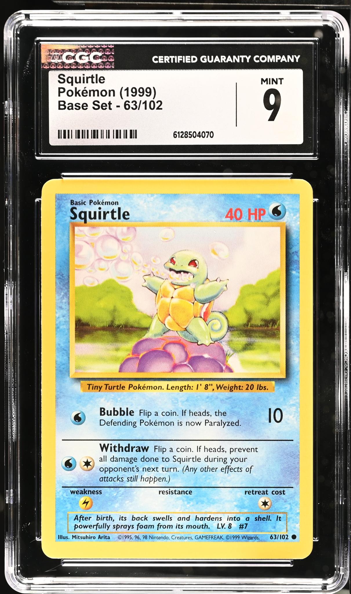 1999 Pokemon #63/102 Squirtle Base Set CGC 9