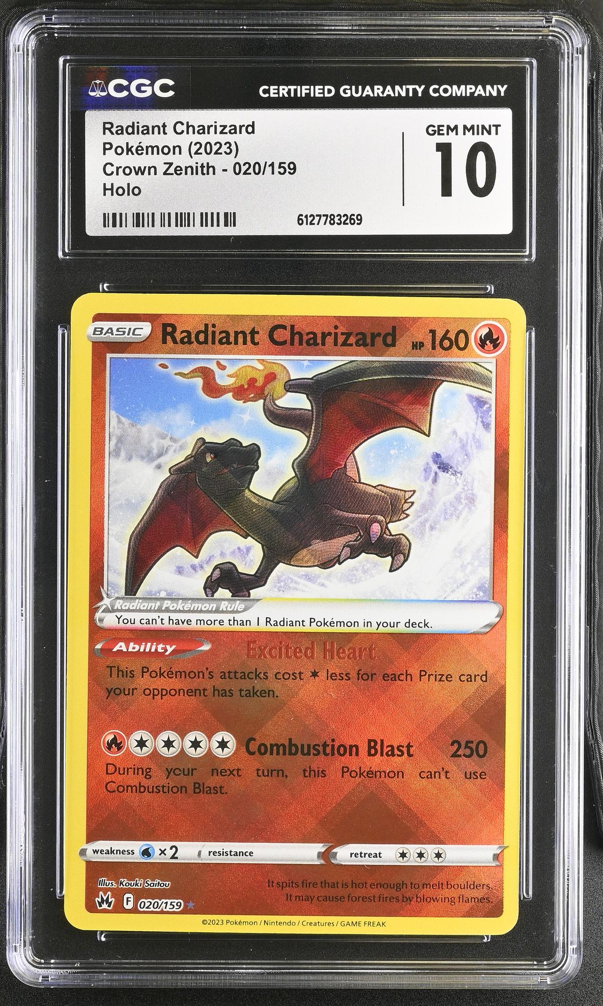 2023 Crown Zenith #020/159 Radiant Charizard Radiant CGC 10
