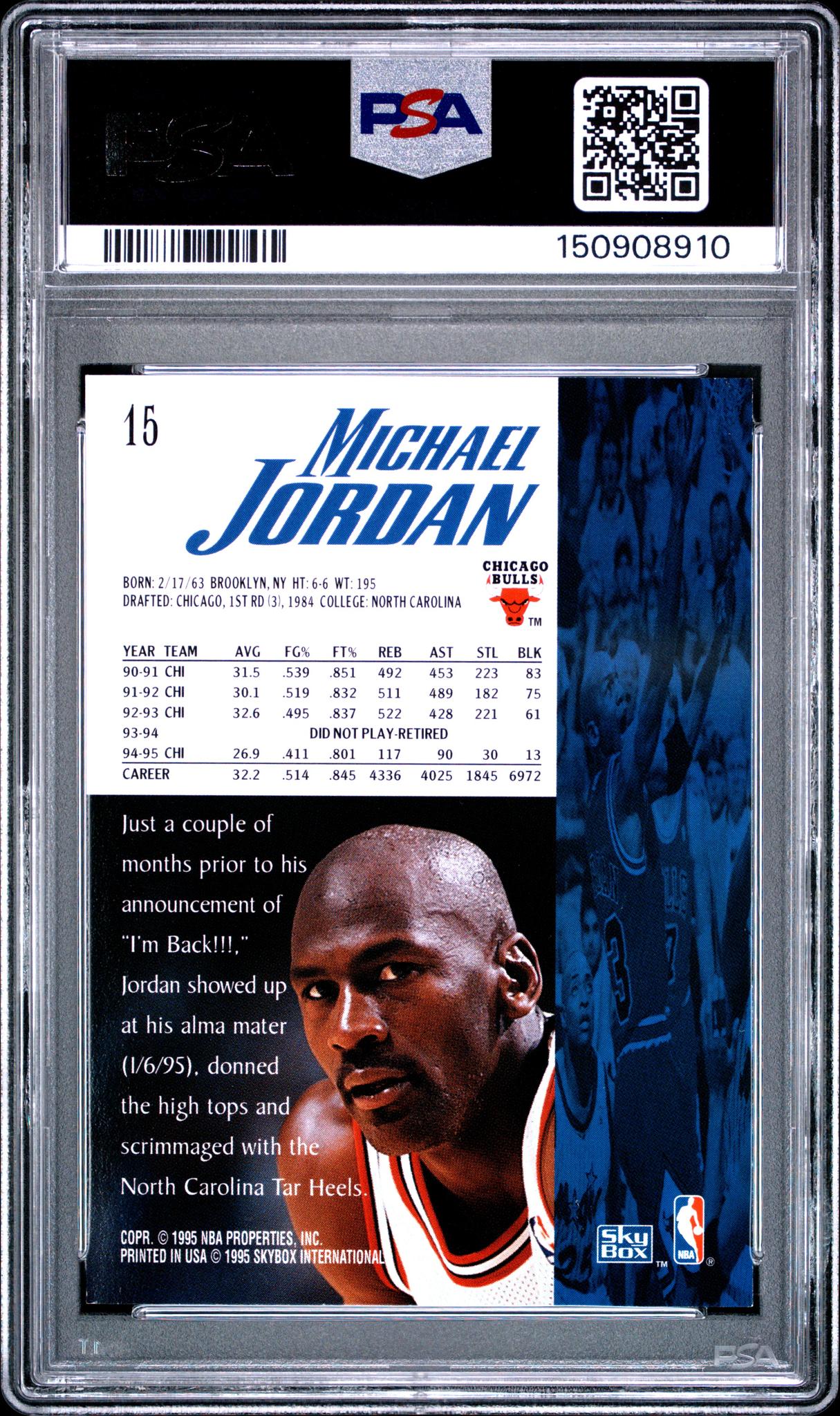 1995 Skybox Premium Michael Jordan #15 PSA 6