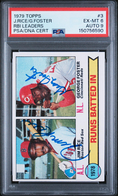 1979 Topps RBI Leaders Jim Rice/George Foster #3 Auto PSA 6
