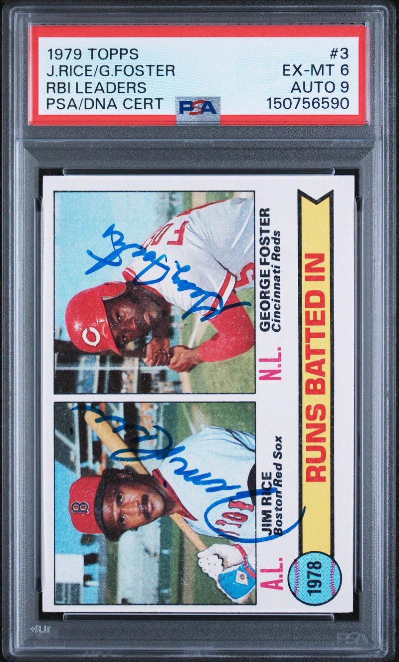 1979 Topps RBI Leaders Jim Rice/George Foster #3 Auto PSA 6