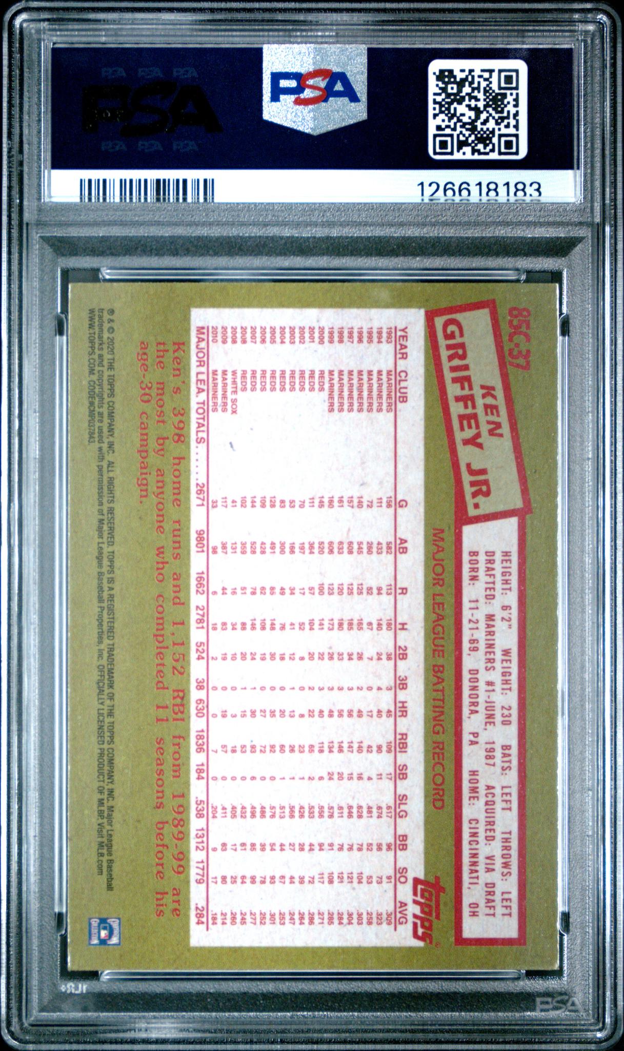 2020 Topps '85 Silver Pack Chrome Ken Griffey Jr. #85C37 PSA 10