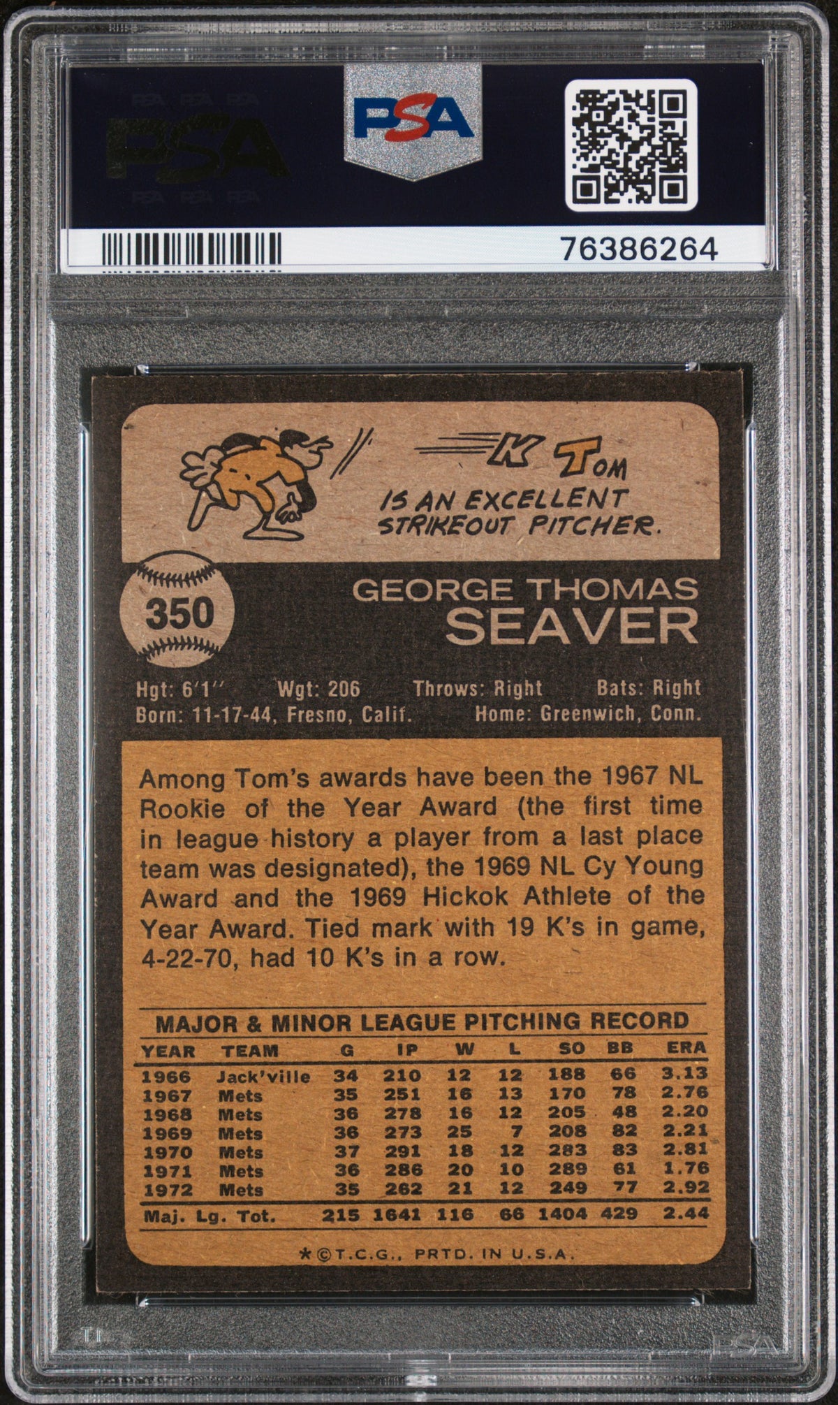 1973 Topps Tom Seaver #350 PSA 8