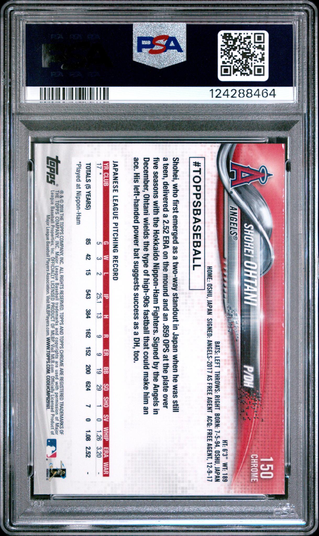 2018 Topps Chrome Pitching Shohei Ohtani #150 PSA 9
