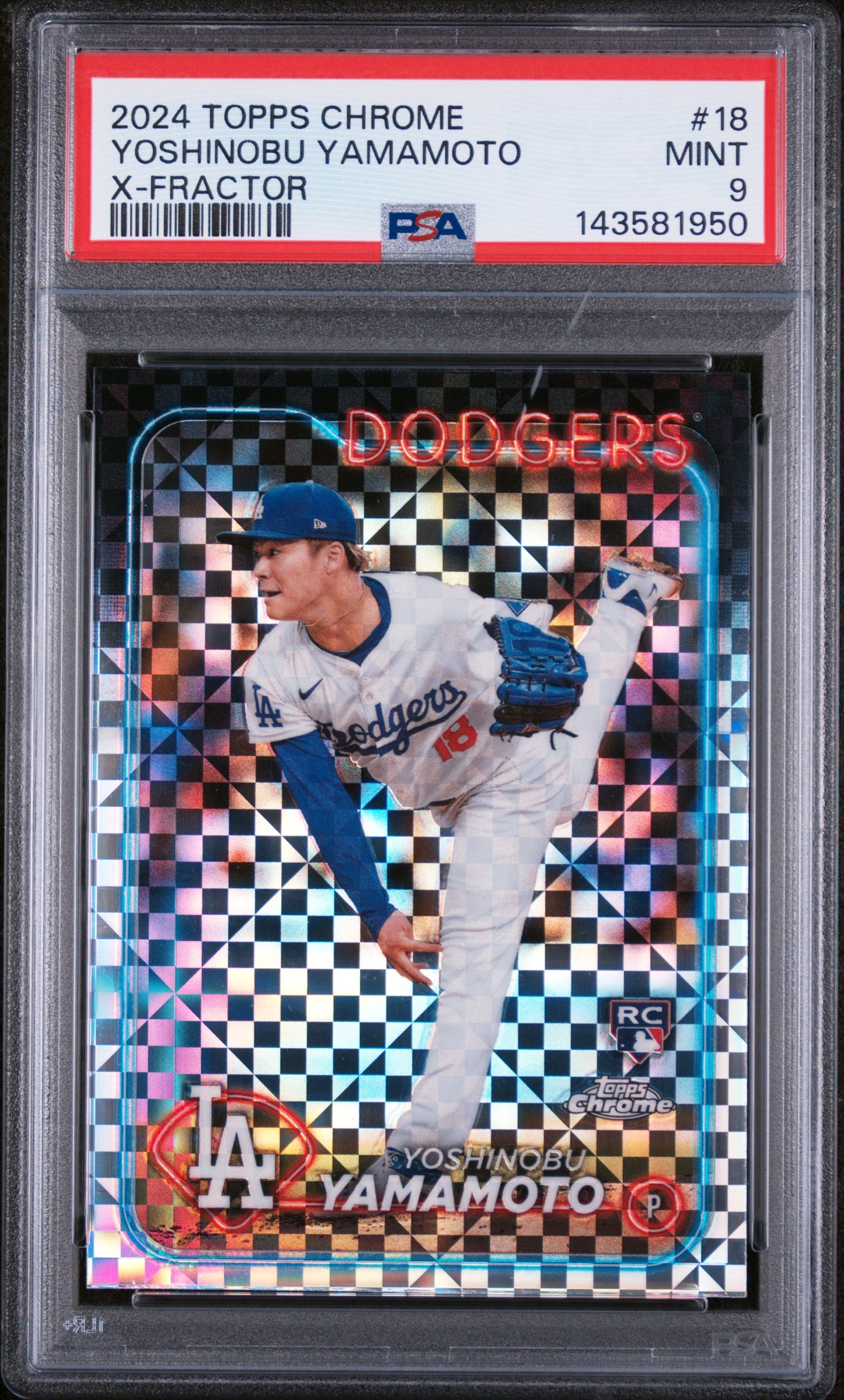 2024 Topps Chrome Xfractor Yoshinobu Yamamoto #18 PSA 9