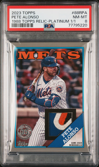 2023 Topps Pete Alonso #88RPA 1988 Topps Relic Platinum 1/1 PSA 8