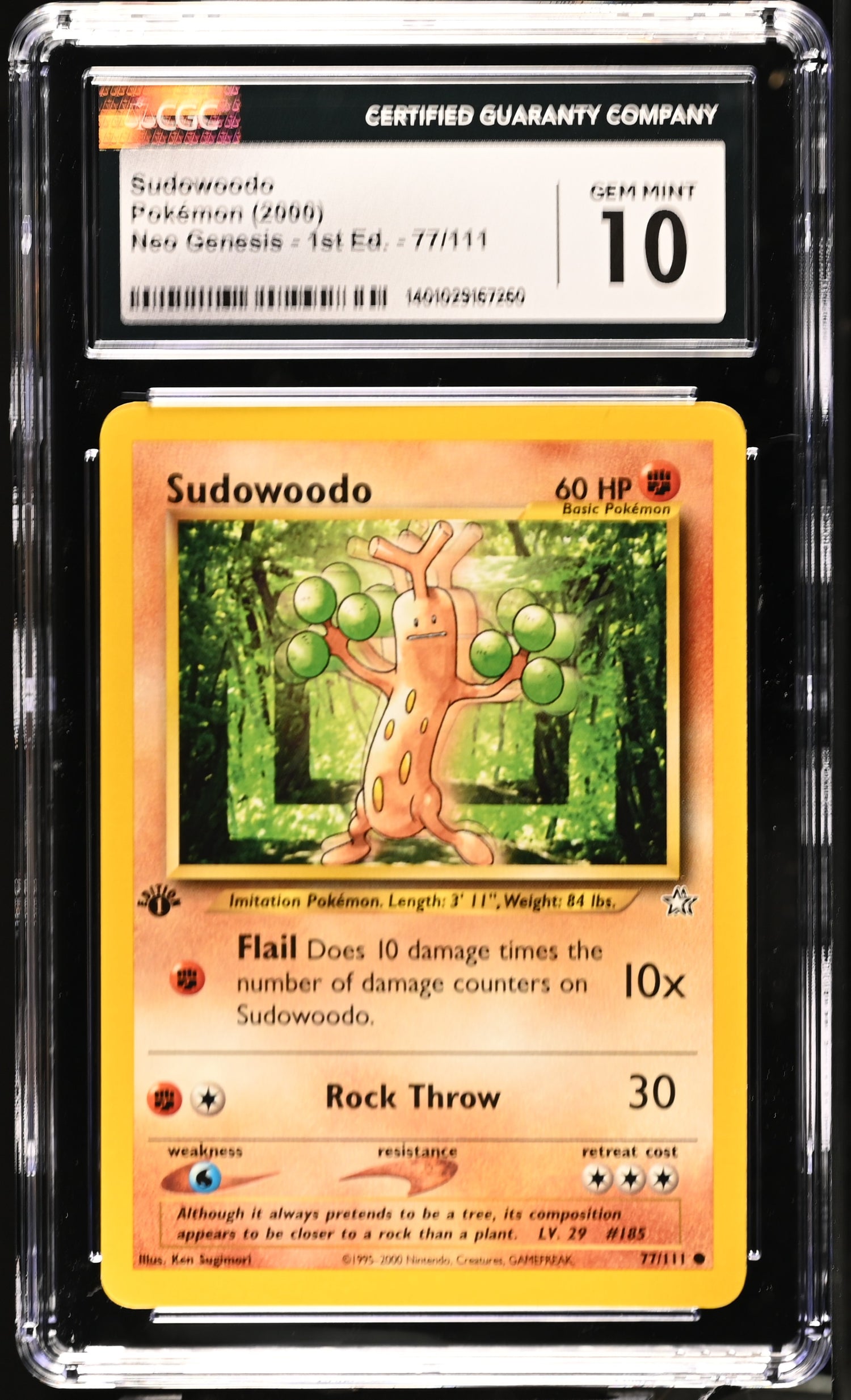 2000 Pokemon #77/111 Sudowoodo Neo Genesis - 1st Ed. CGC 10
