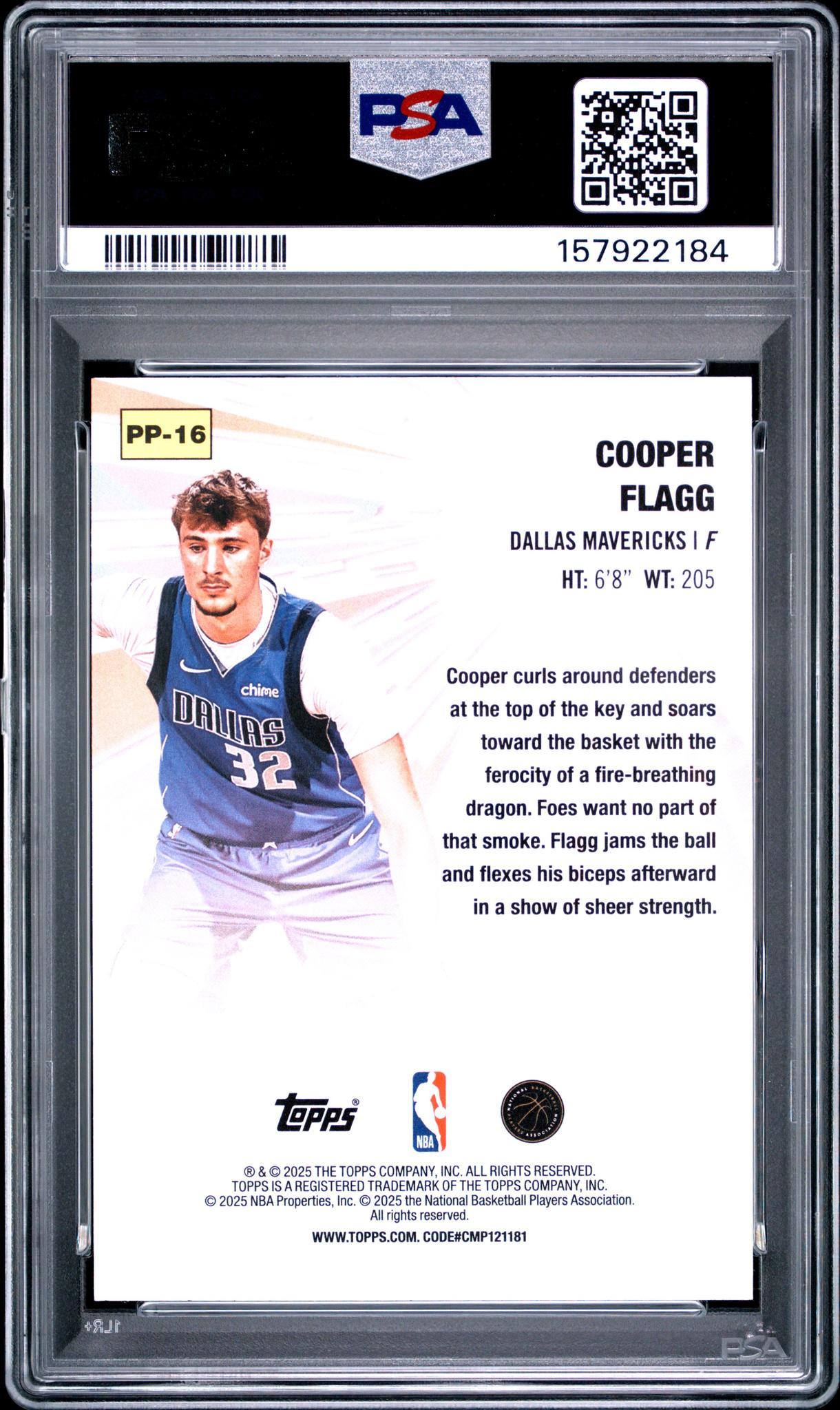 2025 Topps Power Players Holo Foil Cooper Flagg #PP-16 PSA 9