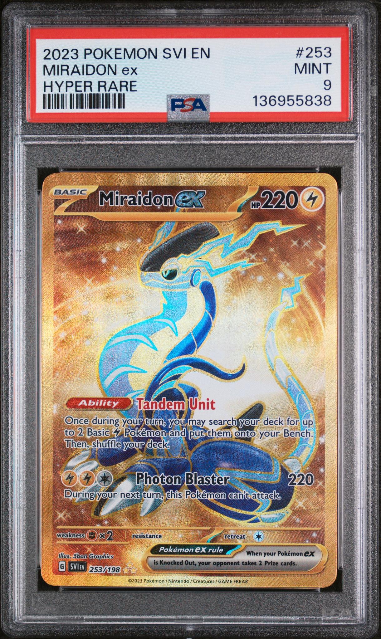 2023 Pokemon Scarlet and Violet Hyper Rare Miraidon Ex #253 PSA 9